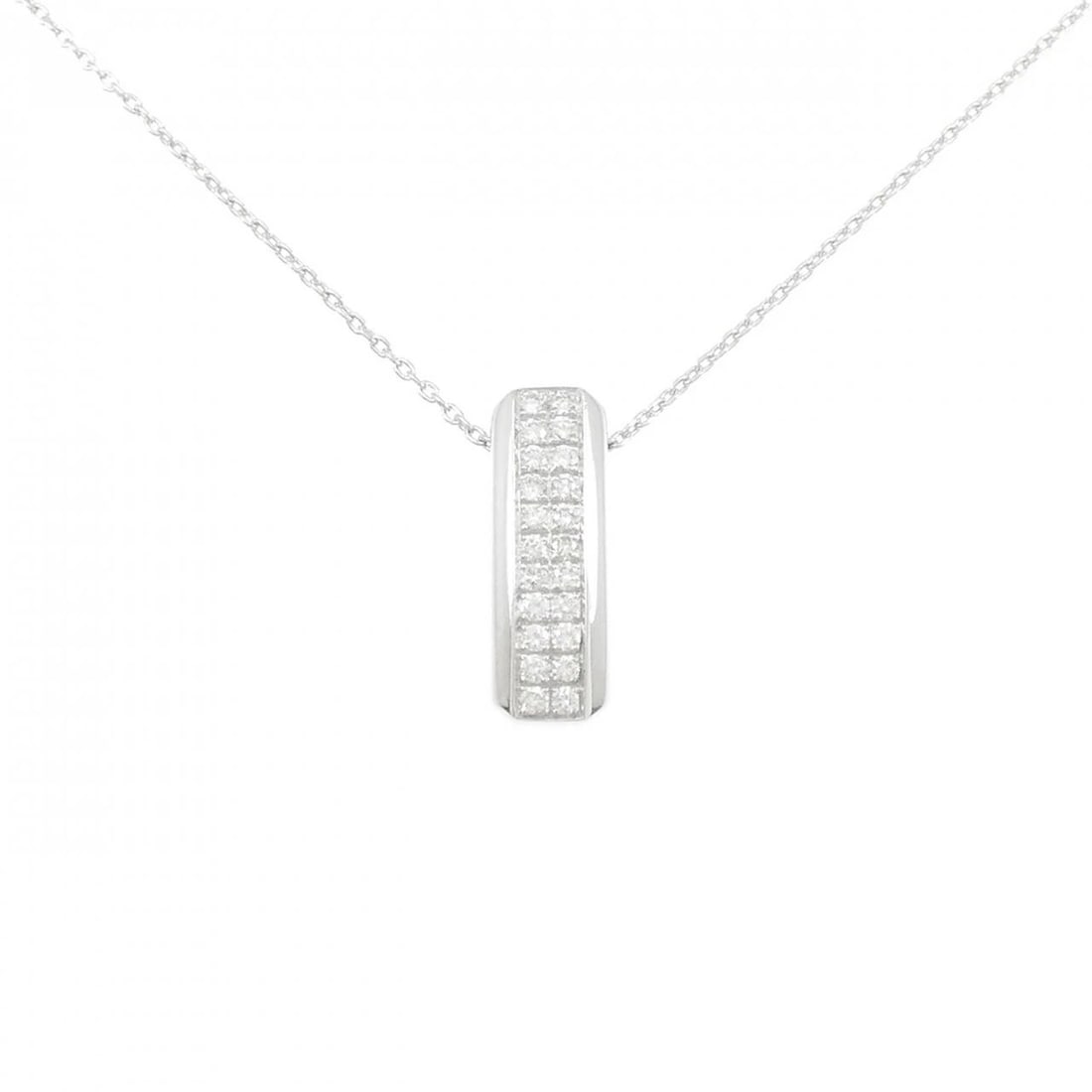K18WG DIAMOND NECKLACE: K18WG Diamond Necklace Brand: Unbranded Type: Necklace Material: K18 White Gold, Main Stone/Creation Natural Color: white gold Size: 40cm ActualSizePendant top H x W: 19.2mmx6.7mm Chain Max.