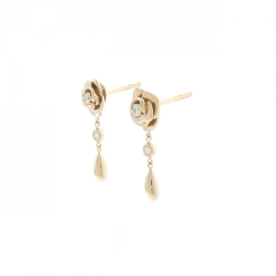 K18PG ROSE DIAMOND EARRINGS - 2
