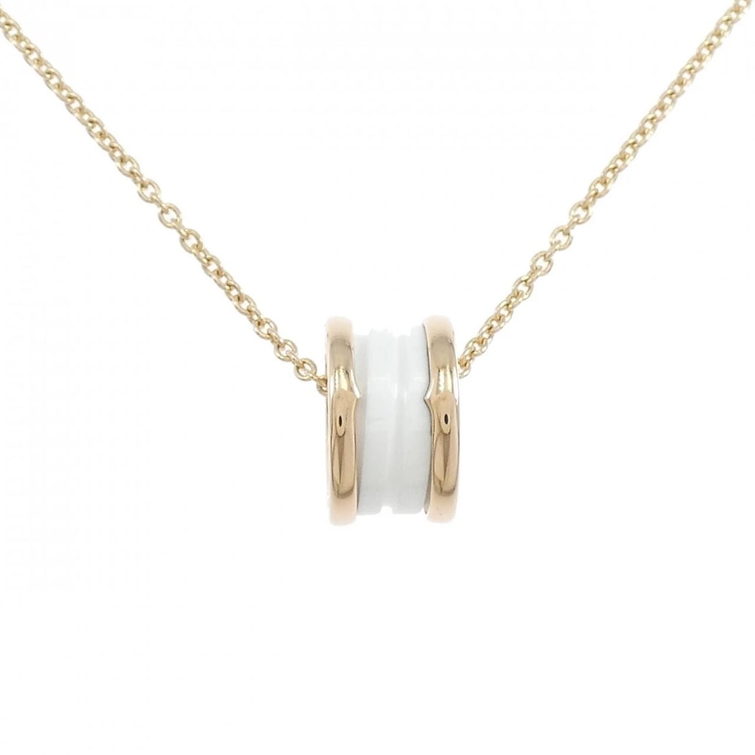 BVLGARI B.ZERO1 NECKLACE: BVLGARI B.zero1 Necklace Brand: BVLGARI Type: Necklace Material: 750 Pink Gold ceramic, Color: none Size: 39-46cm,ActualSize Pendant top H x W: 14.6mmx8.7mm Chain Max. W: 1.7mm Accessories: None