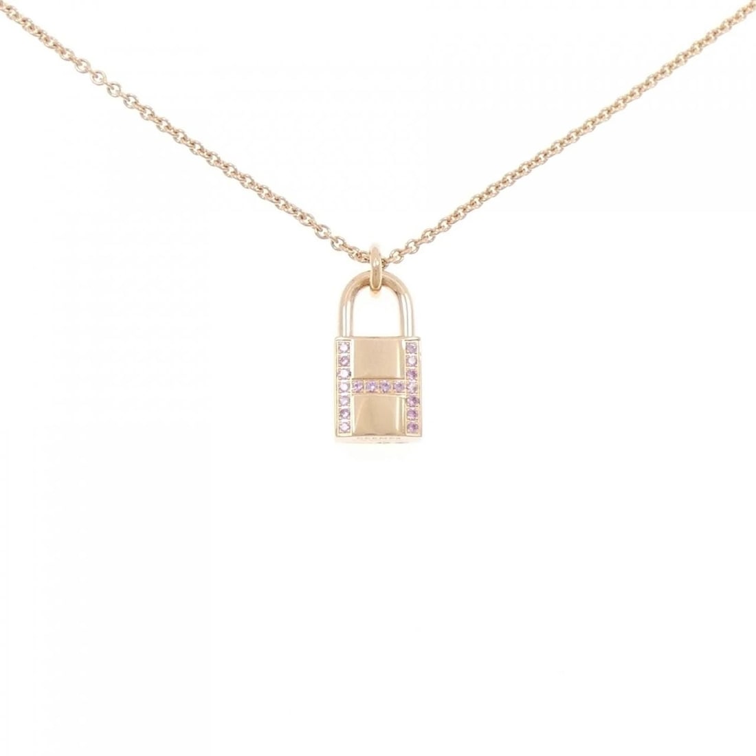 HERMES KELLY CADENAS NECKLACE: HERMES Kelly Cadenas Necklace Brand: HERMES Type: Necklace Material: 750 Pink Gold, Main Stone/Creation Sapphire Color: Pink Gold Size: 38 40cm,ActualSize Pendant top H x W: 19.4mmx8.2mm Chain