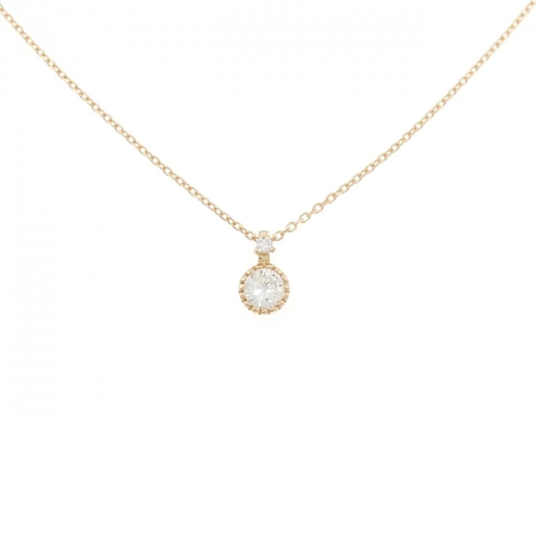 K18PG DIAMOND NECKLACE: K18PG Diamond Necklace Brand: Unbranded Type: Necklace Material: K18 Pink Gold, Main Stone/Creation Natural Color: Pink Gold Size: 45cmActualSize Pendant top H x W: 8.1mmx5.0mm Chain Max. W: 0.9mm