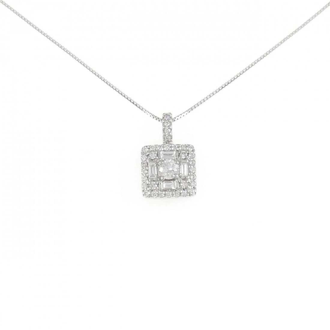 K18WG DIAMOND NECKLACE: K18WG Diamond Necklace Brand: Unbranded Type: Necklace Material: K18 White Gold, Main Stone/Creation Natural Color: White Gold Size: ActualSize Pendant top H x W: 13.8mmx8.4mm Chain Max. W: