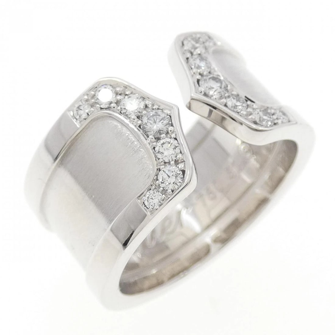 CARTIER C2 LARGE RING: Cartier C2 Large Ring Brand: CARTIER Type: Ring Material: 750 white gold, Main Stone/Creation Natural Color: White Gold Size: US6.75 Accessories: None Accessories Notice: When purchasing
