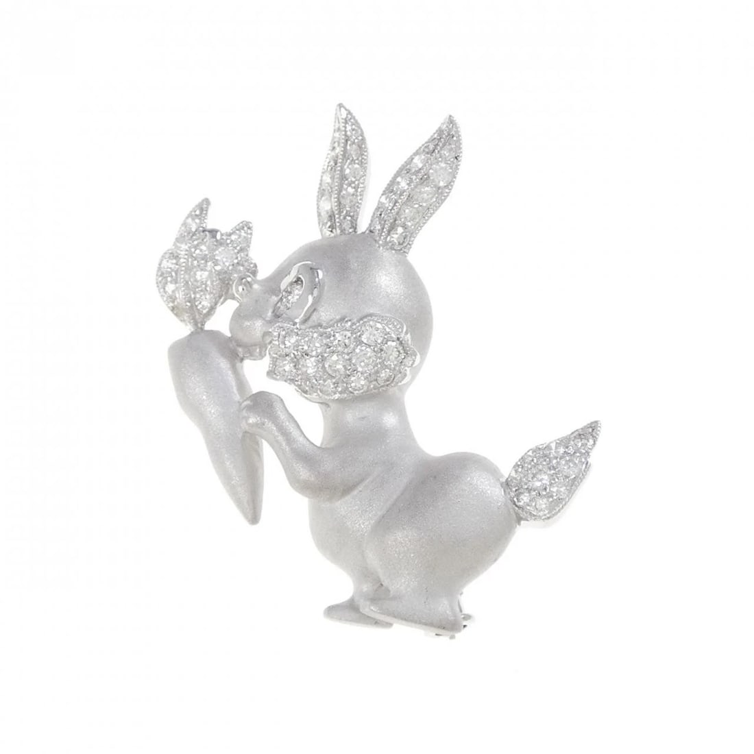 K18WG RABBIT DIAMOND BROOCH: K18WG Rabbit Diamond Brooch Brand: Unbranded Type: Pendant Brooch Material: K18 White Gold, Main Stone/Creation Natural Color: White Gold Size: ActualSize HxW: 32.9mmx24.4mm Accessories: None