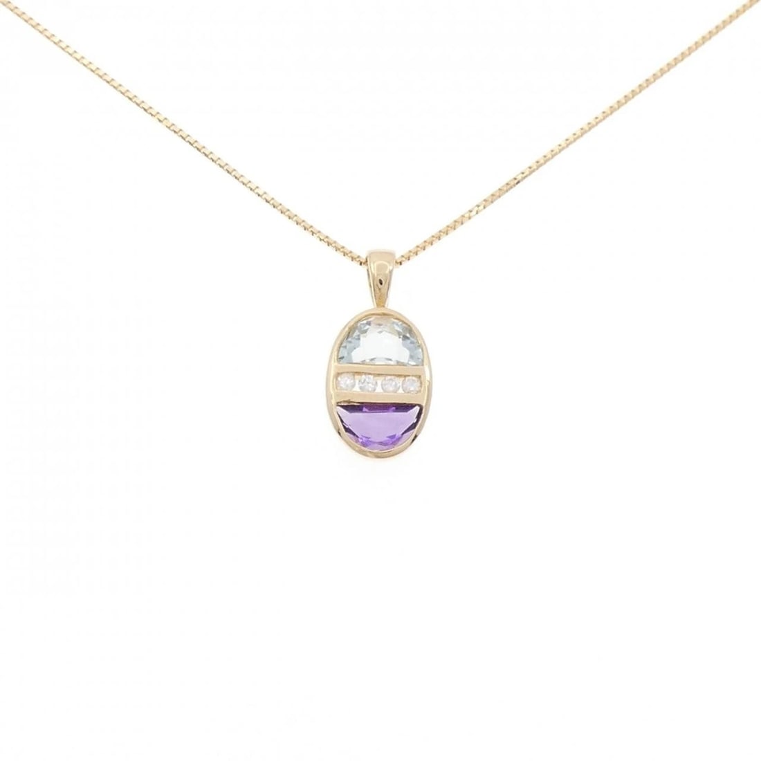 K18YG COLOR STONE NECKLACE: K18YG Color Stone Necklace Brand: Unbranded Type: Necklace Material: K18 Yellow Gold, Main Stone/Creation TopazSide Stone Natural Color: Yellow Gold Size: 45cmActualSize Pendant top H x W: