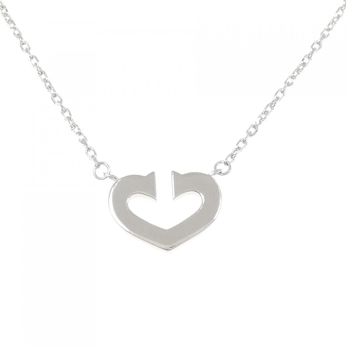 CARTIER C HEART NECKLACE: Cartier C Heart Necklace Brand: Cartier Type: Necklace Material: 750 White Gold, Color: White Gold Size: 42cm,ActualSize Pendant top H x W: 12.1mmx17.2mm Chain Max. W: 1.4mm Accessories: None