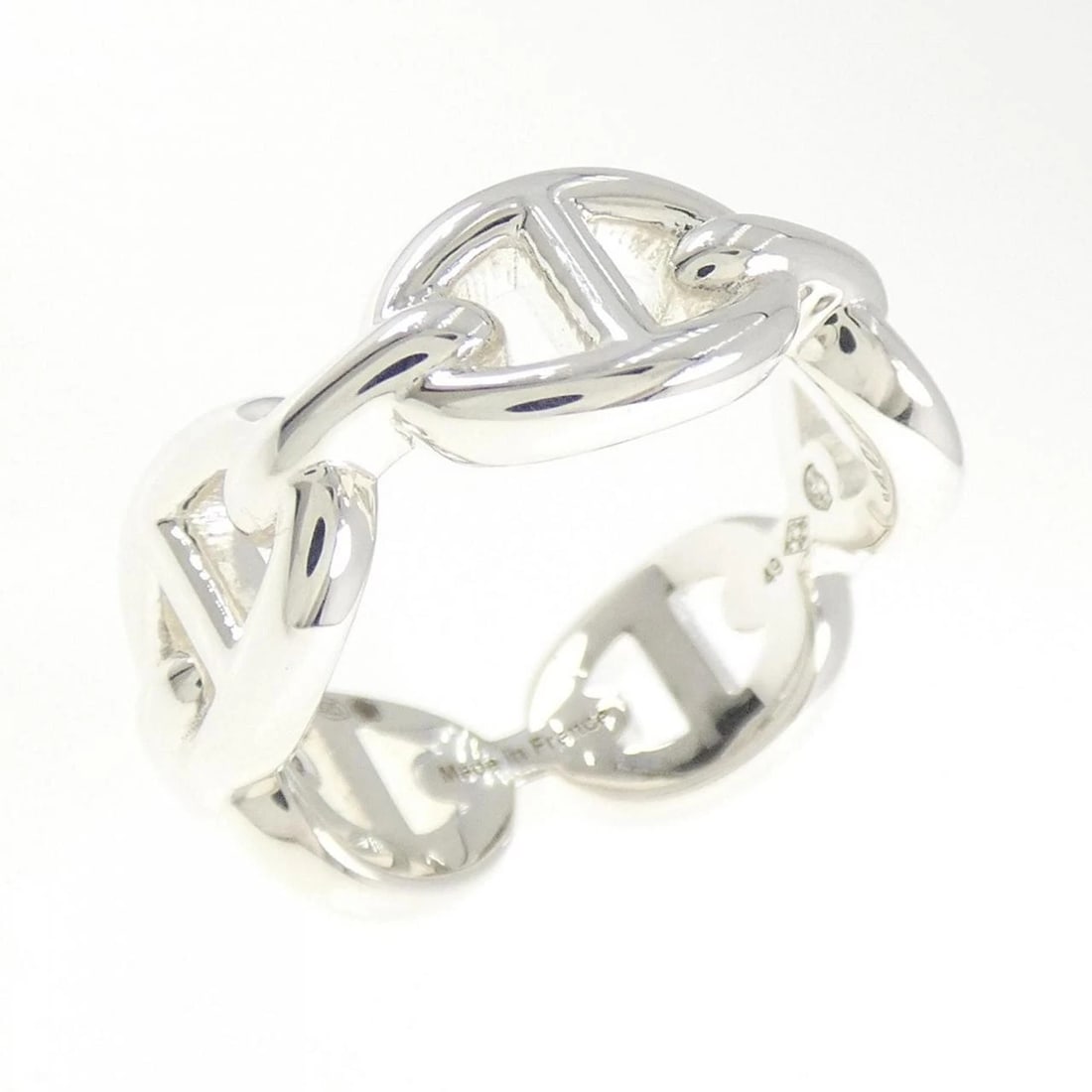 HERMES CHAINE D'ANCRE ENCHENE RING: HERMES Chaine d'Ancre Enchene Ring Brand: HERMES Type: Ring Material: 925 Silver, Color: Silver Size: 5 (US size) Accessories: None Accessories Notice: When purchasing pre-owned goods, ple