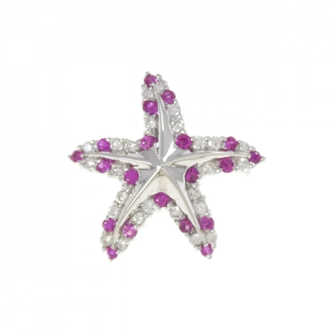 K18WG STARFISH SAPPHIRE BROOCH: K18WG Starfish Sapphire Brooch Brand: Unbranded Type: Pendant Brooch Material: K18 White Gold, Main Stone/Creation sapphire Color: white gold Size: HxW: 21.4mmx22.4mm Accessories: None