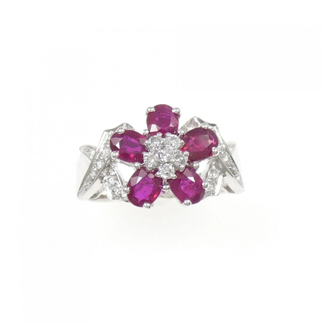 750WG FLOWER RUBY RING - 2