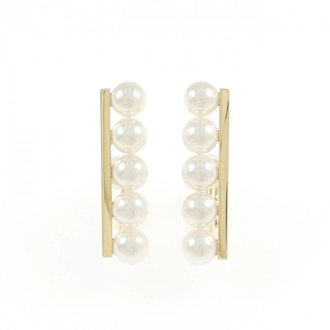 TASAKI BALANCE PLUS EARRINGS: TASAKI Balance plus Earrings Brand: TASAKI Type: Earrings Material: 750 Yellow Gold, Main Stone/Creation Akoya Pearl Color: Yellow Gold Size: ActualSize HxW: 27.9mmx7.2mm Accessories: None