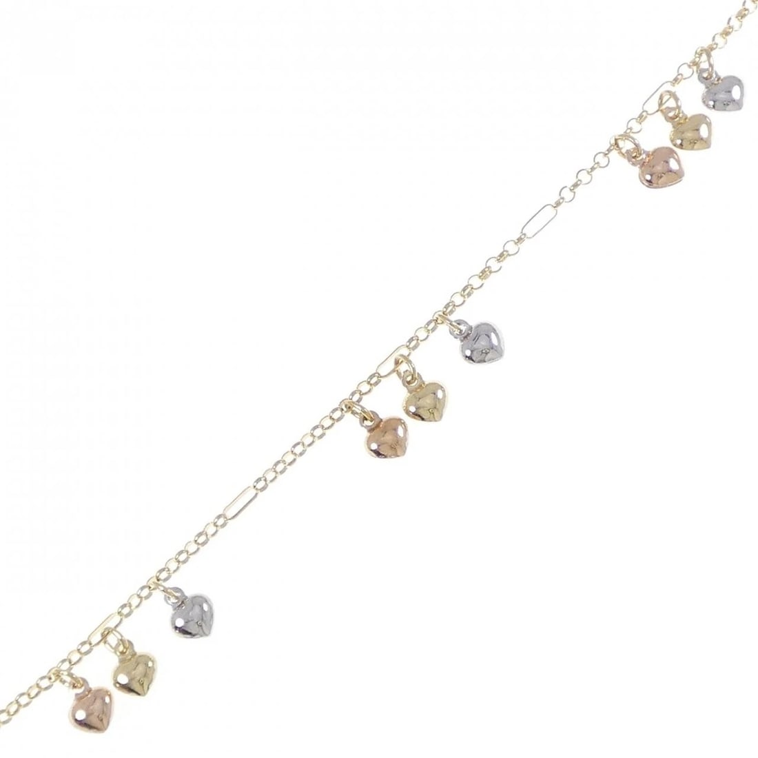 750 THREE COLOR HEART BRACELET: 750 Three Color Heart Bracelet Brand: Unbranded Type: Bracelet Material: 750 Yellow Gold 750 White Gold 750 Pink Gold, Main Stone/Creation Natural Color: YG,WG,PG Size: 16.5cmActualSize Max W: