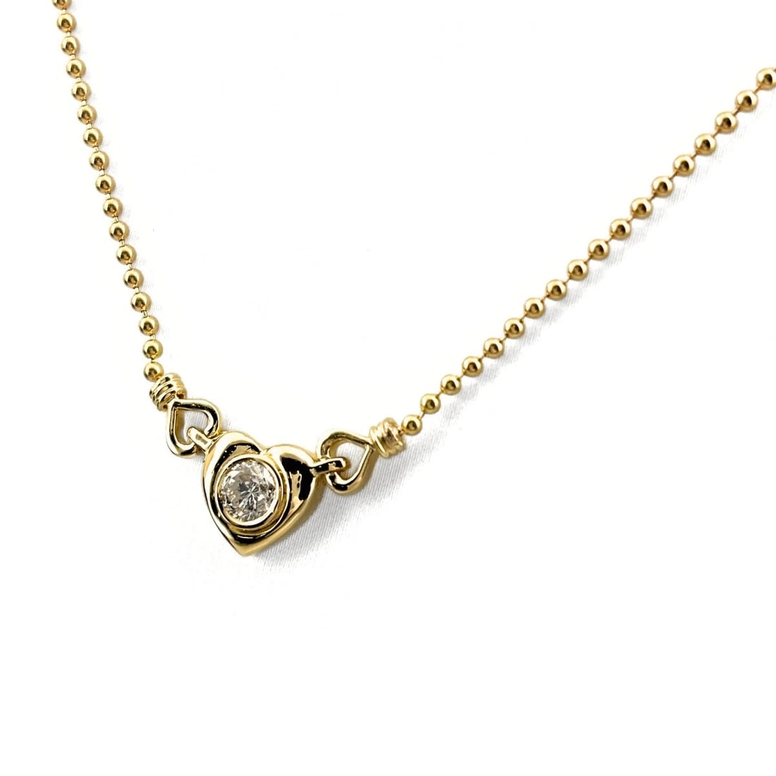 HEART MOTIF DESIGN NECKLACE YG YELLOW GOLD PENDANT DIAMOND (1 of 4)