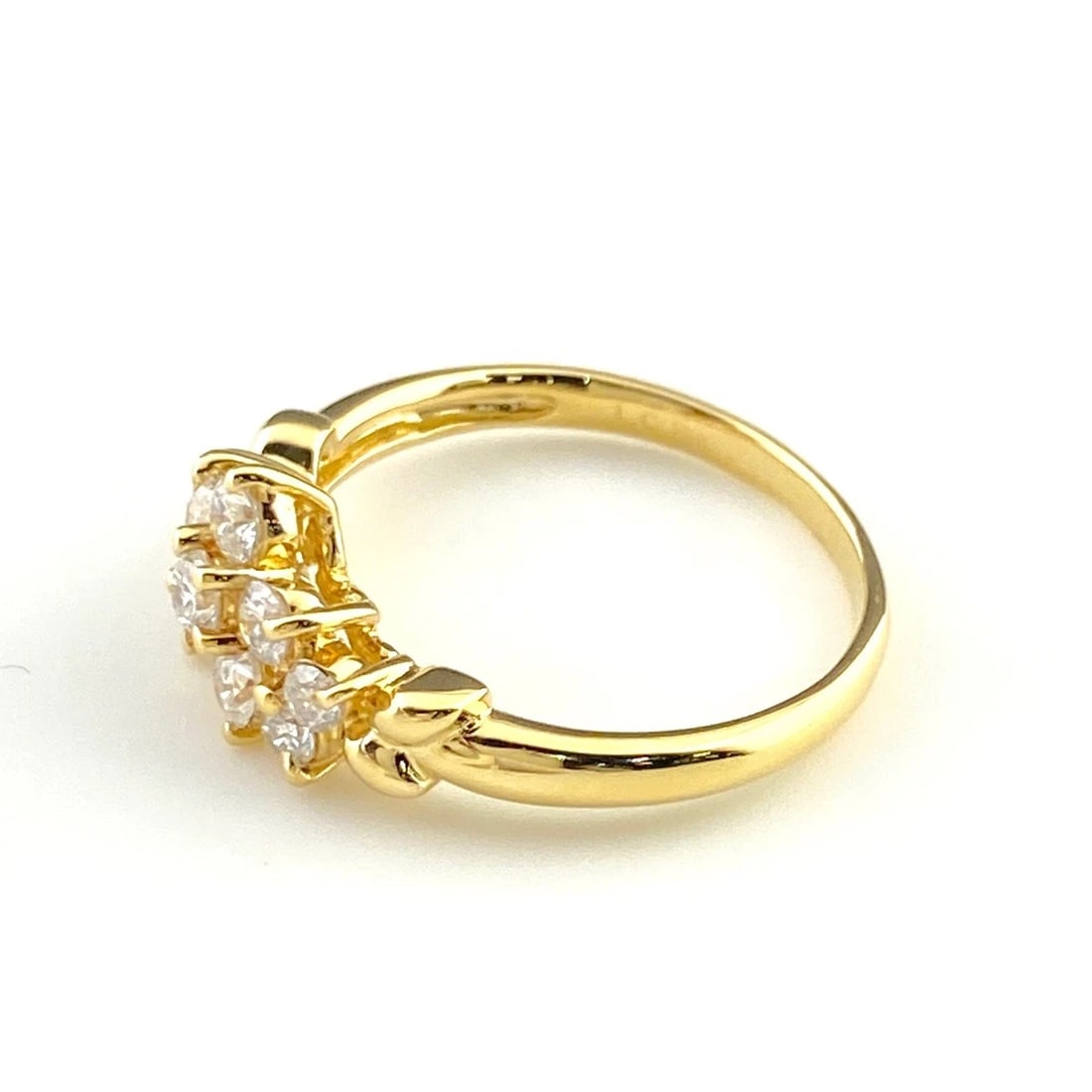 MELEE DIAMOND DESIGN YG YELLOWGOLD PENDANT RING: Melee diamond design YG YellowGold Pendant Ring Brand: Unbranded Type: Ring Material: 18K, Color: Yellow Gold Size: US 5.5 to 6 Accessories: None Accessories Notice: When purchasing pre-owned