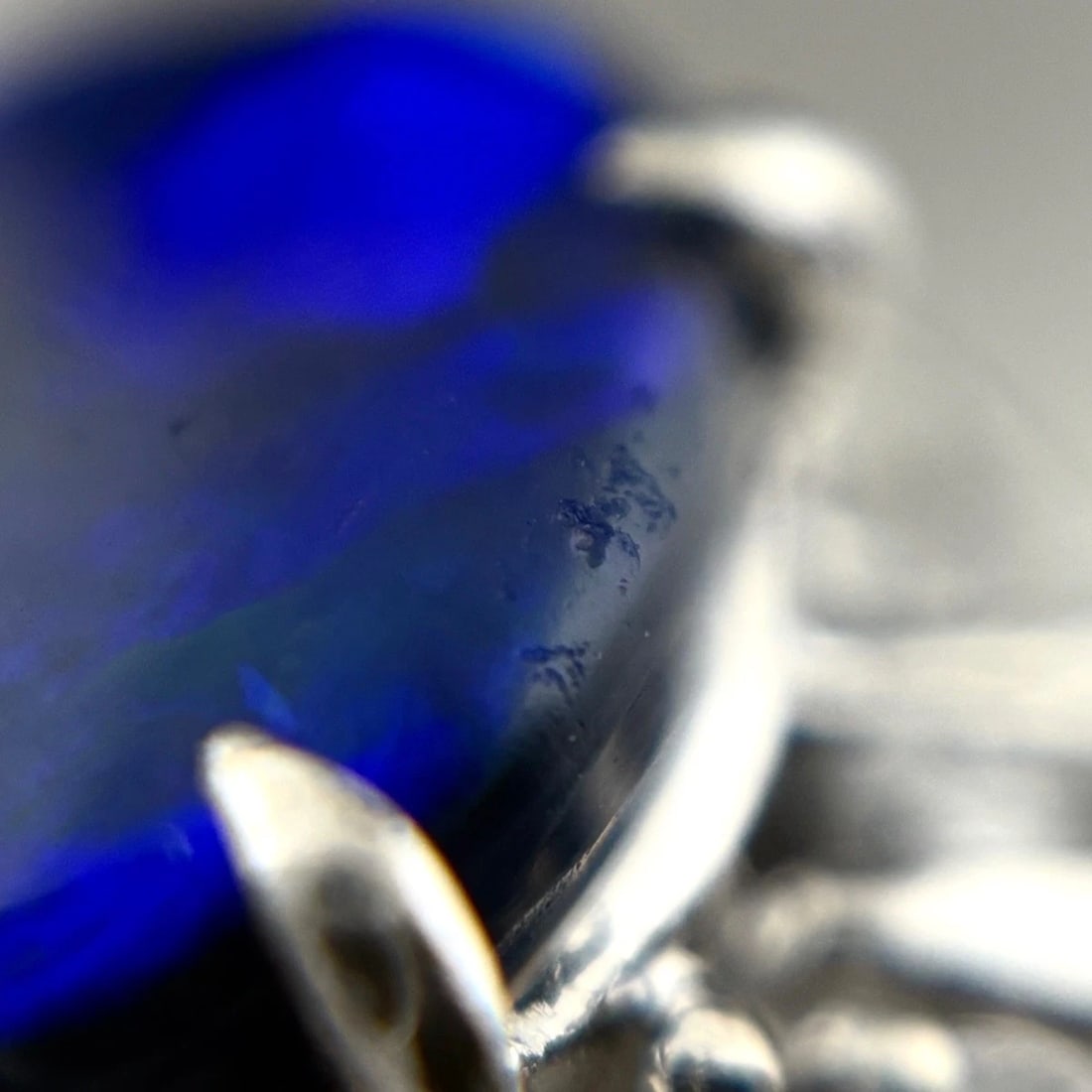 BLACK OPAL DESIGN RING PLATINUM - 2