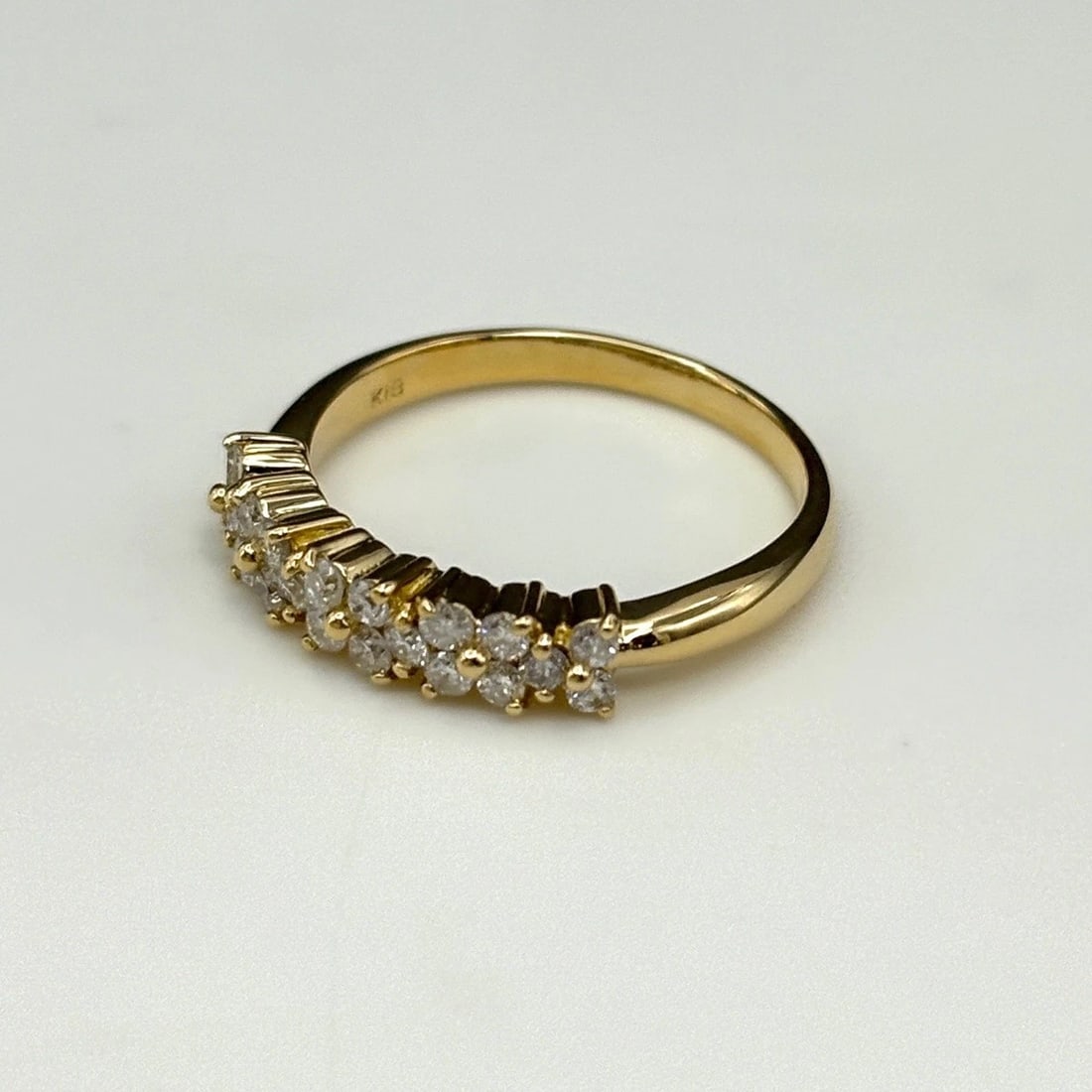 MELEE DIAMOND DESIGN YG YELLOWGOLD RING: Melee diamond design YG YellowGold Ring Brand: Unbranded Type: Ring Material: 18K, Color: Yellow Gold Size: US 6 to 6.5 Accessories: None Accessories Notice: When purchasing pre-owned good