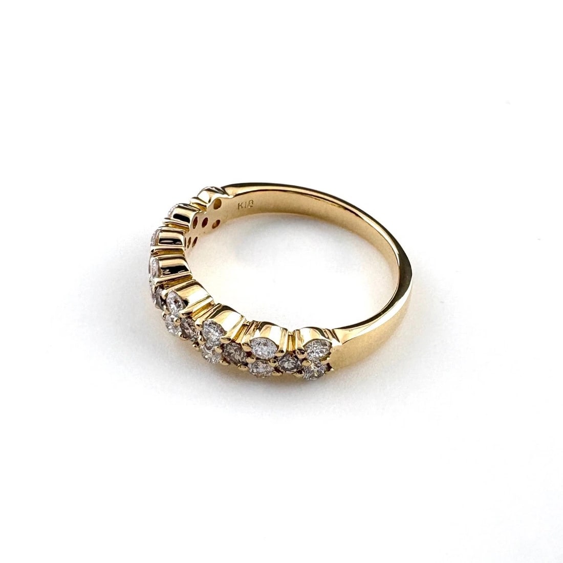 MELEE DIAMOND DESIGN RING YG YELLOWGOLD RING: Melee diamond design ring YG YellowGold Ring Brand: Unbranded Type: Ring Material: 18K, Color: Yellow Gold Size: US 5 Accessories: None Accessories Notice: When purchasing pre-owned goods,