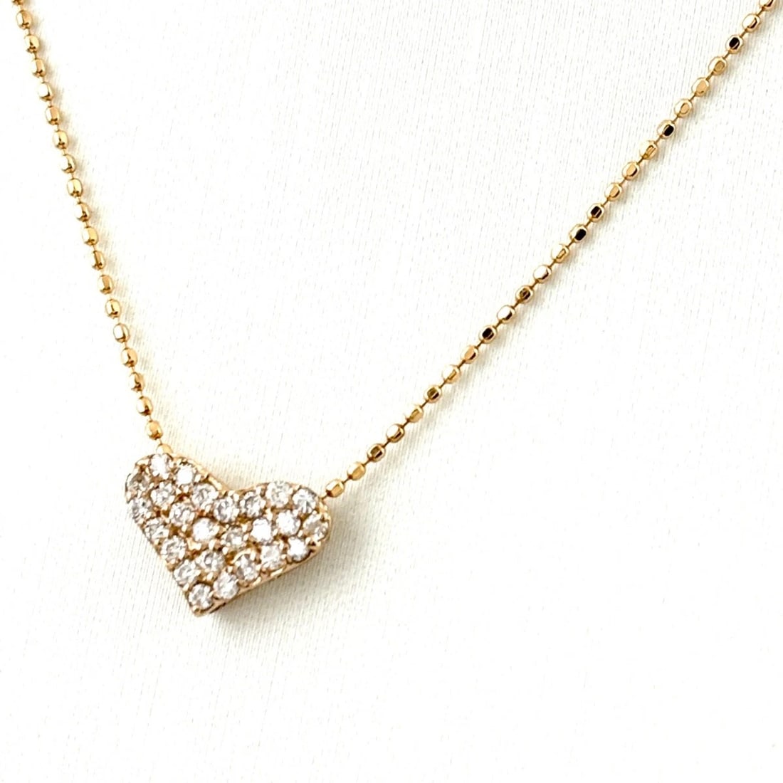 HEART MOTIF DESIGN PG PINK GOLD PENDANT MELEE DIAMOND NECKLACE (1 of 3)