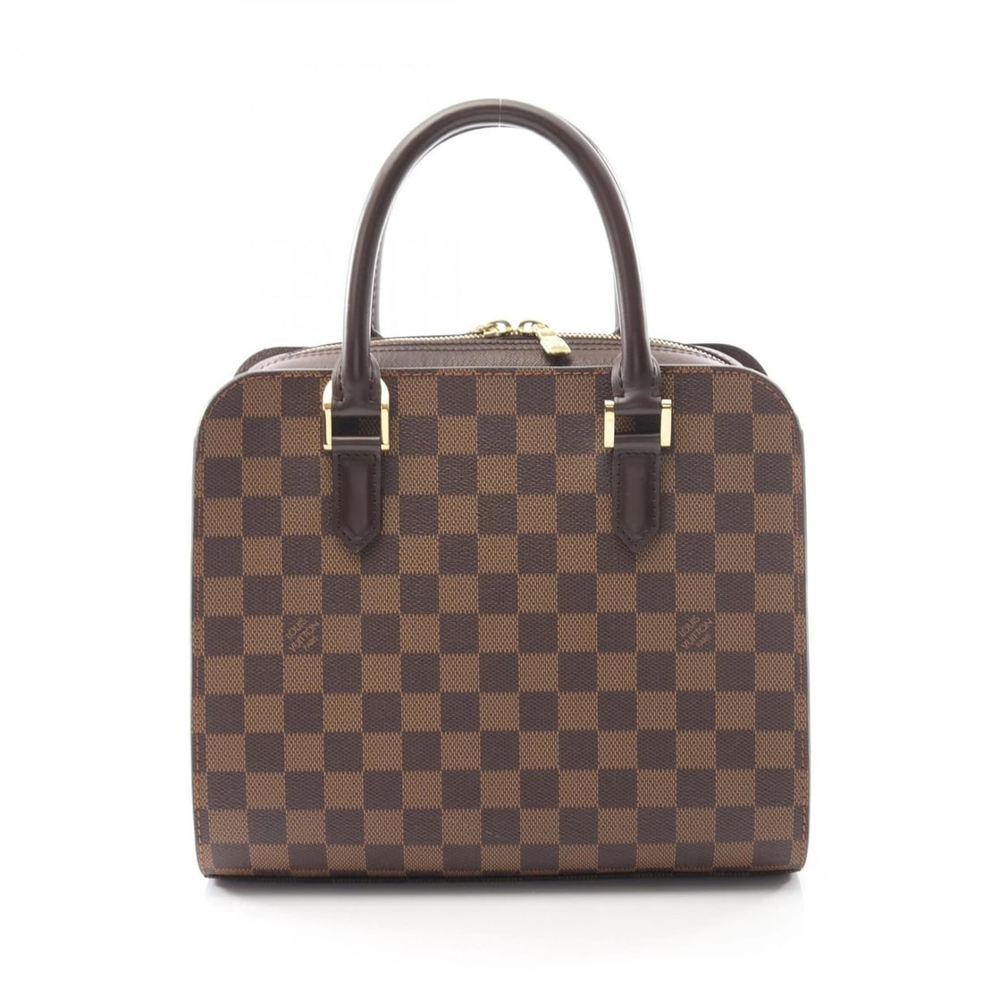 LOUIS VUITTON TRIANA HANDBAG DAMIER CANVAS LEATHER HANDBAG: LOUIS VUITTON Triana Handbag Damier canvas leather Handbag Brand: LOUIS VUITTON Type: Handbag Material: Damier × PVC coated canvas × leather Color: Ebene / Brown??ish colors Size: (H:8.9" x