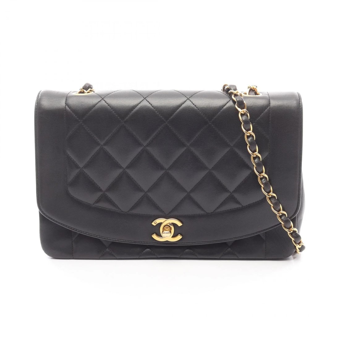 CHANEL MATELASSE DIANA CROSSBODY CHAIN FLAP SHOULDER BAG: CHANEL Matelasse Diana Crossbody Chain Flap Shoulder Bag Brand: CHANEL Type: Shoulder Bag Material: Lambskin (sheep leather) Color: Black Size: (H:6.3" x W:9.8" x D:2.8") Shoulder?107cm(42.1") Ac
