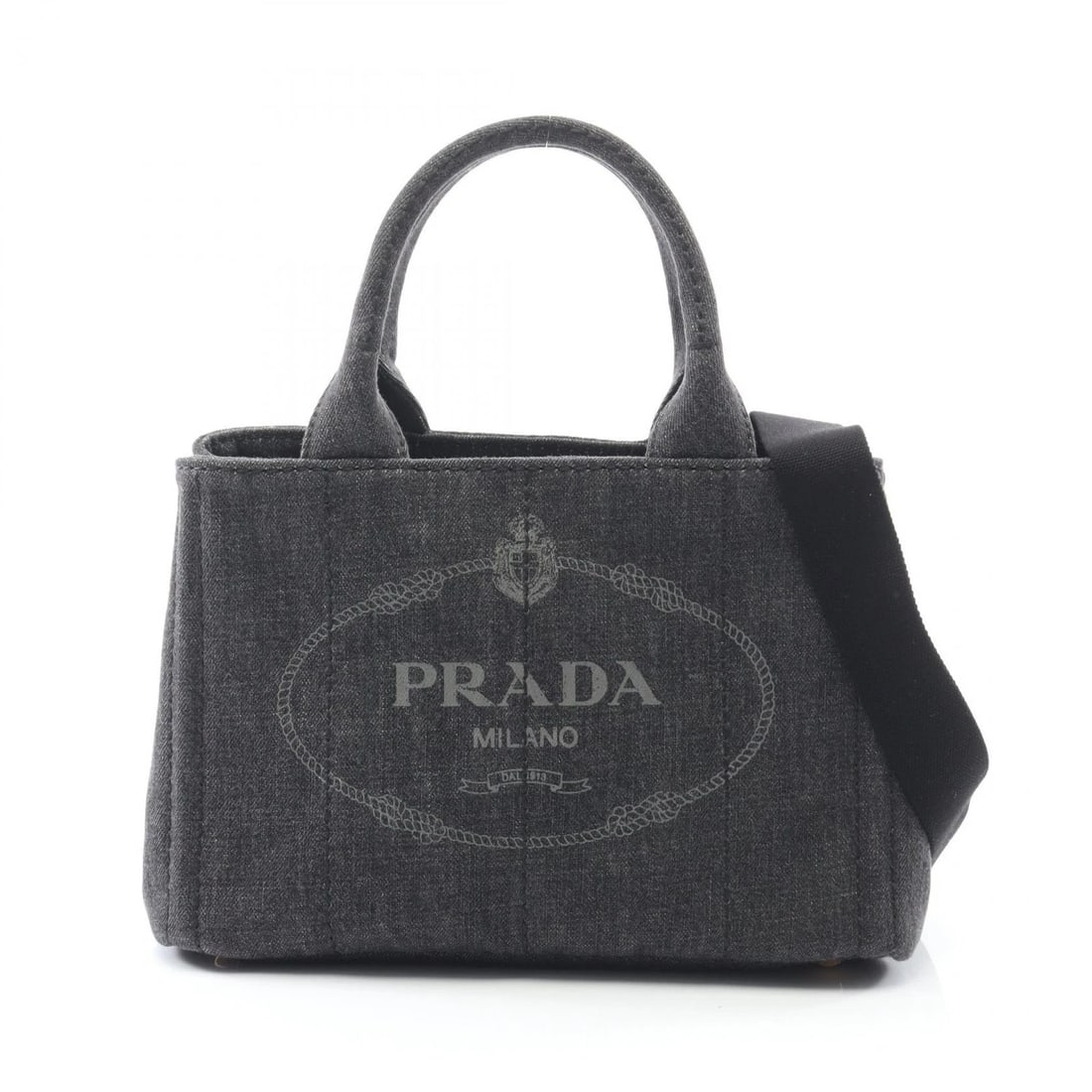 PRADA CANAPA TOTE CROSSBODY SHOULDER BAG TOTE BAG: PRADA CANAPA Tote crossbody shoulder Bag Tote Bag Brand: PRADA Type: Tote Bag Material: denim Color: Gray Size: (H:7.5" x W:11.4" x D:5.5") Handle?32.5cm(12.8") Accessories: None Accessori