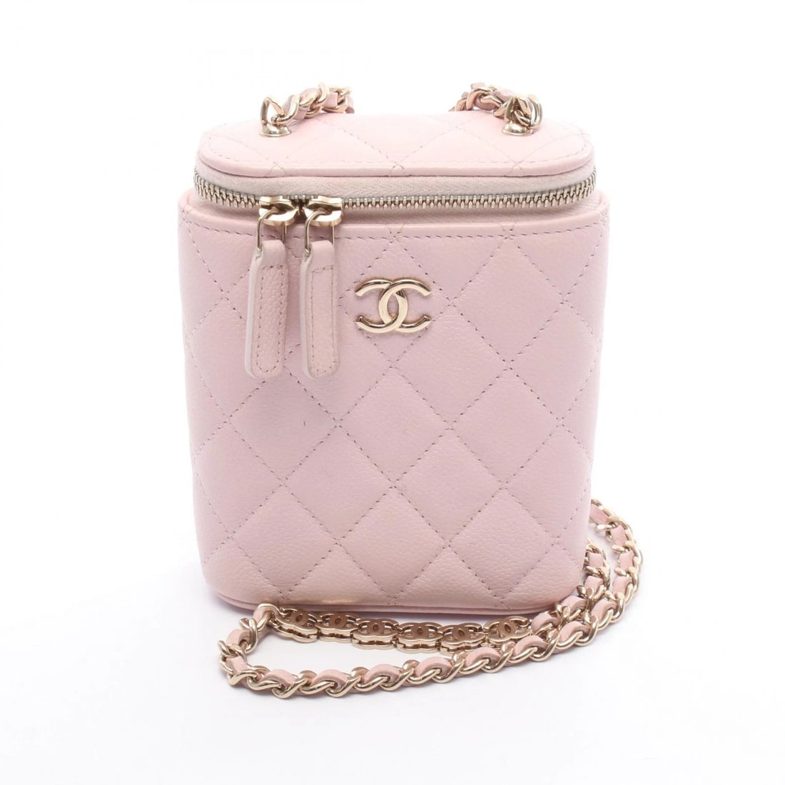 CHANEL MATELASSE CROSSBODY CHAIN SHOULDER BAG: CHANEL Matelasse Crossbody Chain Shoulder Bag Brand: CHANEL Type: Shoulder Bag Material: Calfskin (cowhide) Color: Pink??ish colors Size: (H:5.1" x W:3.9" x D:1.6") Shoulder?118.5cm(46.7") 