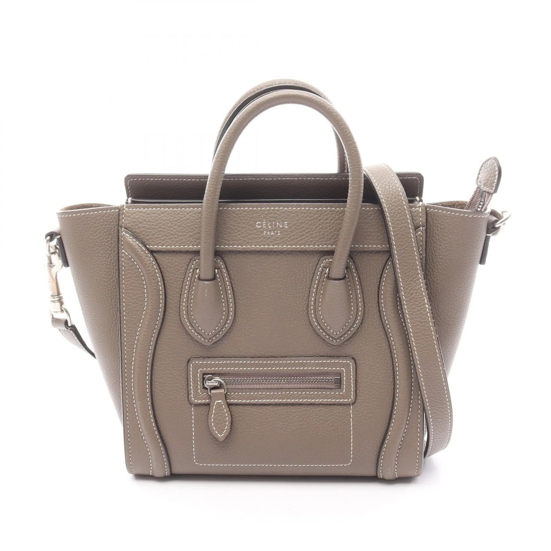 CELINE LUGGAGE NANO SHOPPER SHOULDER CROSSBODY HANDBAG: CELINE Luggage Nano Shopper shoulder crossbody Handbag Brand: CELINE Type: Handbag Material: leather Color: Beige??ish colors Size: (H:7.9" x W:7.9" x D:3.5") Handle?30cm(11.8") Accessories: