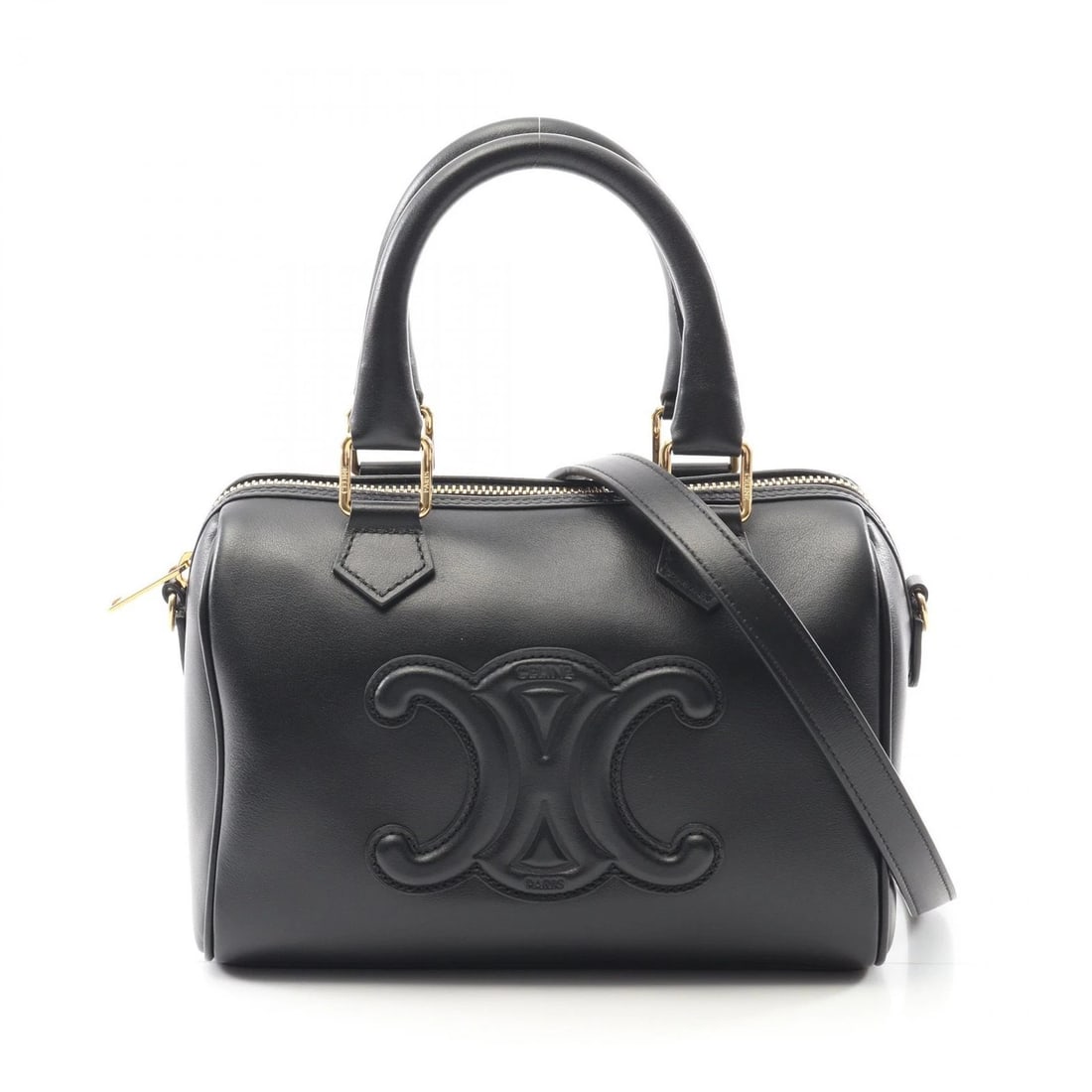 CELINE SMALL CUIR TRIOMPHE SHOULDER HANDBAG: CELINE Small Cuir Triomphe Shoulder Handbag Brand: CELINE Type: Handbag Material: leather Color: Black??ish colors Size: (H:5.5" x W:7.9" x D:3.9") Handle?27cm(10.6") Accessories: None