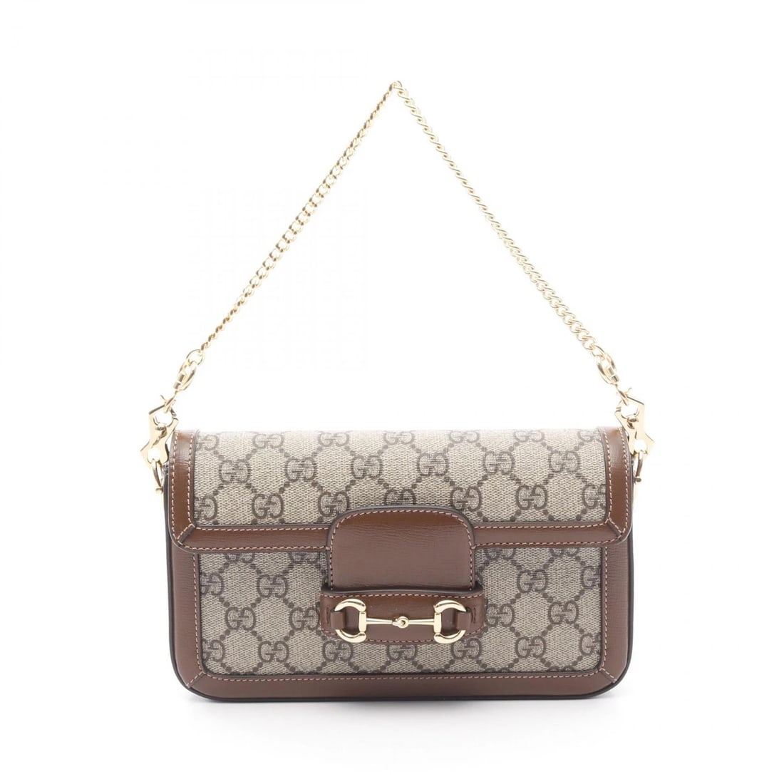 GUCCI HORSEBIT 1955 SMALL GG SUPREME SHOULDER HANDBAG: GUCCI Horsebit 1955 Small GG Supreme Shoulder Handbag Brand: GUCCI Type: Handbag Material: PVC coated canvas × leather Color: Beige??ish colors × Brown??ish colors Size: (H:4.7" x W:8.3" x D:1.2