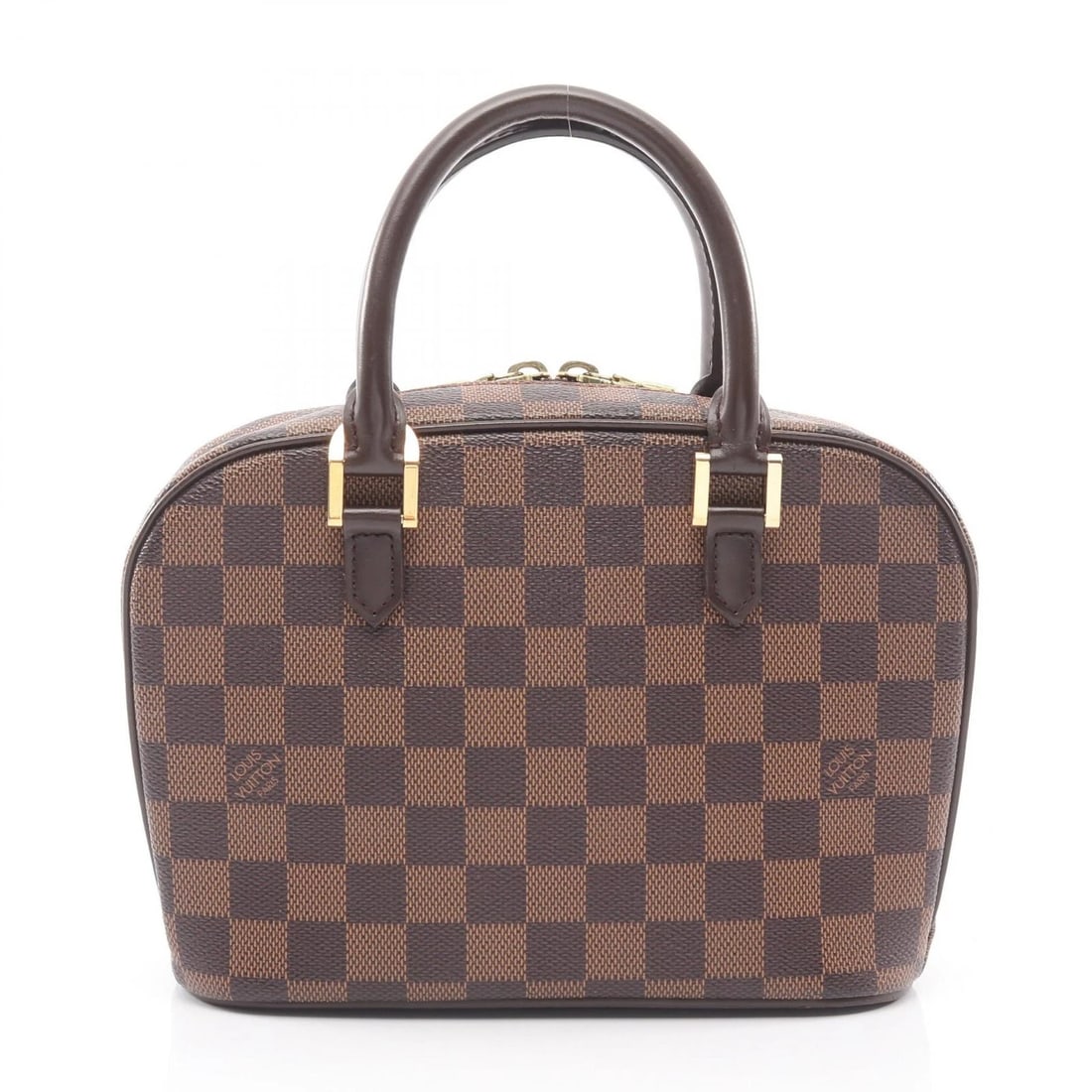 LOUIS VUITTON SARIA MINI HANDBAG DAMIER CANVAS HANDBAG: LOUIS VUITTON Saria Mini Handbag Damier canvas Handbag Brand: LOUIS VUITTON Type: Handbag Material: Damier × PVC coated canvas × leather Color: Ebene / Brown??ish colors Size: (H:6.3" x W:8.3" x
