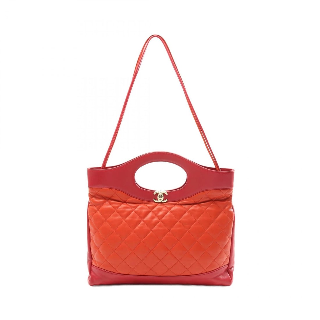 CHANEL CHANEL 31 HAND SHOULDER BAG LEATHER RED ORANGE SHOULDER BAG: CHANEL Chanel 31 Hand Shoulder Bag leather Red Orange Shoulder Bag Brand: CHANEL Type: Shoulder Bag Material: leather Color: Red??ish colors × Orange??ish colors Size: (H:10.6" x W:15.0" x
