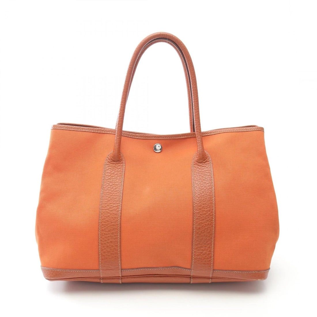 HERMES GARDEN PARTY PM TOTE BAG J LEATHER TOILE TOTE BAG: HERMES Garden party PM Tote Bag J leather Toile Tote Bag Brand: HERMES Type: Tote Bag Material: Toile officier × leather × Toile officier Color: Potiron orange / Brown??ish colors Size:
