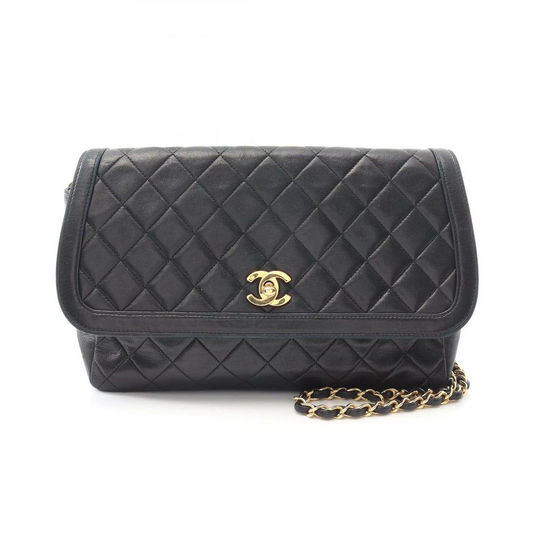 CHANEL MATELASSE W FLAP CHAIN SHOULDER BAG: CHANEL Matelasse W Flap Chain Shoulder Bag Brand: CHANEL Type: Shoulder Bag Material: Lambskin (sheep leather) Color: Black??ish colors Size: (H:7.1" x W:10.2" x D:3.1") Accessories: None