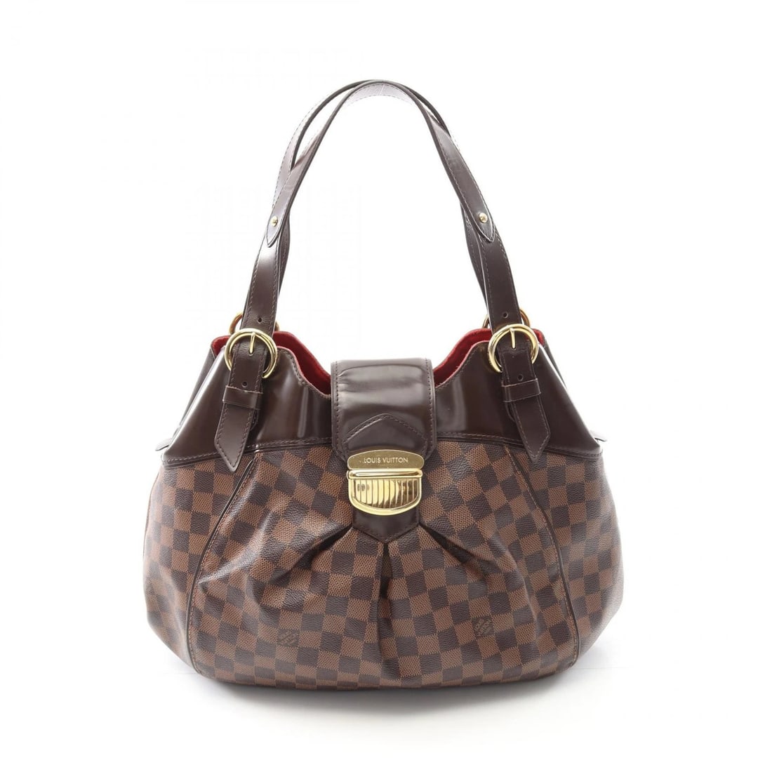 LOUIS VUITTON SISTINA GM HANDBAG: LOUIS VUITTON Sistina GM Handbag Brand: LOUIS VUITTON Type: Handbag Material: Damier × PVC coated canvas × leather Color: Ebene / Brown??ish colors Size: (H:11.4" x W:17.3" x D:5.9") Handle?48~5