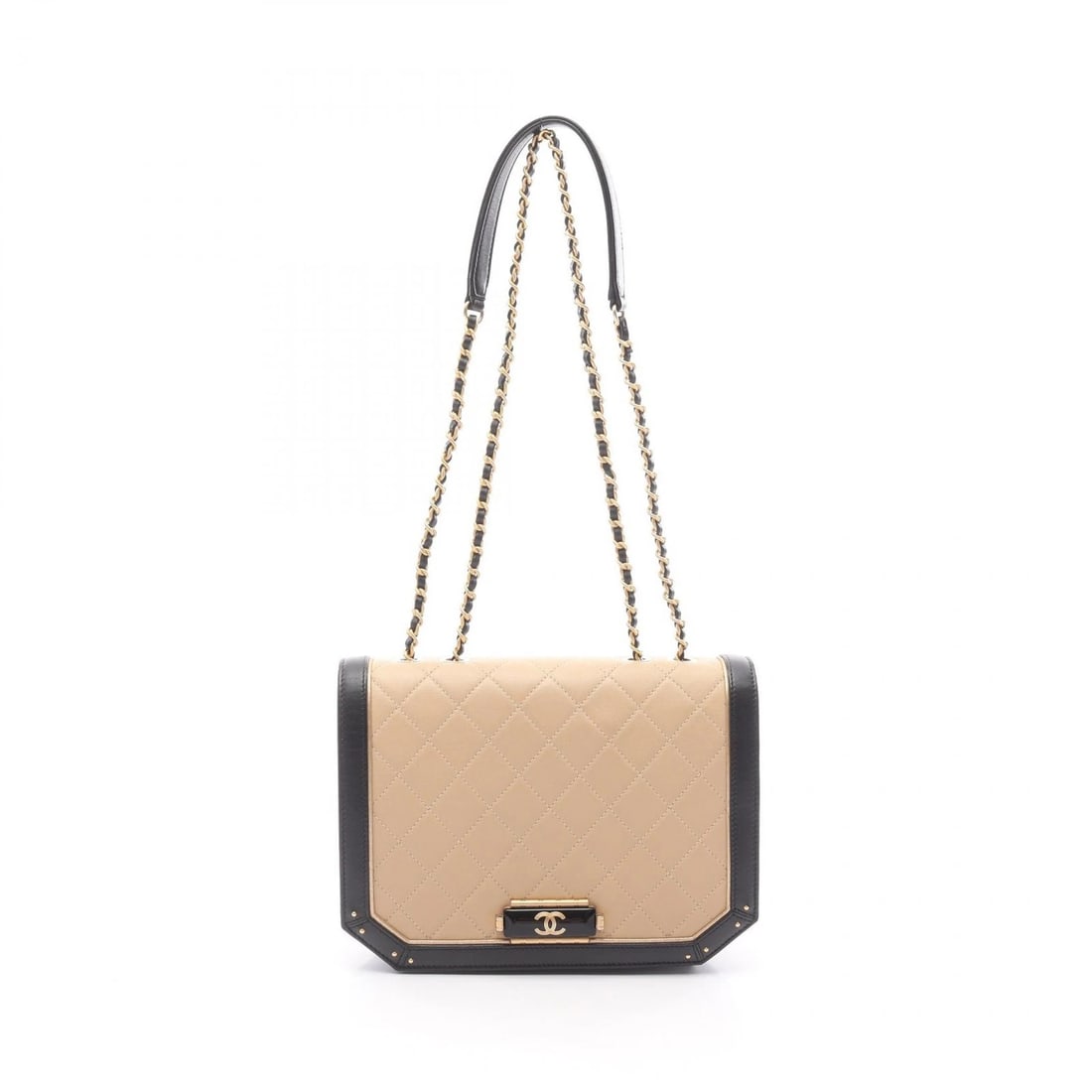 CHANEL MATELASSE CHAIN SHOULDER BAG: CHANEL Matelasse chain Shoulder Bag Brand: CHANEL Type: Shoulder Bag Material: leather Color: Beige??ish colors × Black??ish colors Size: (H:6.5" x W:6.7" x D:2.4") Strap drop?28cm(11.0") Access
