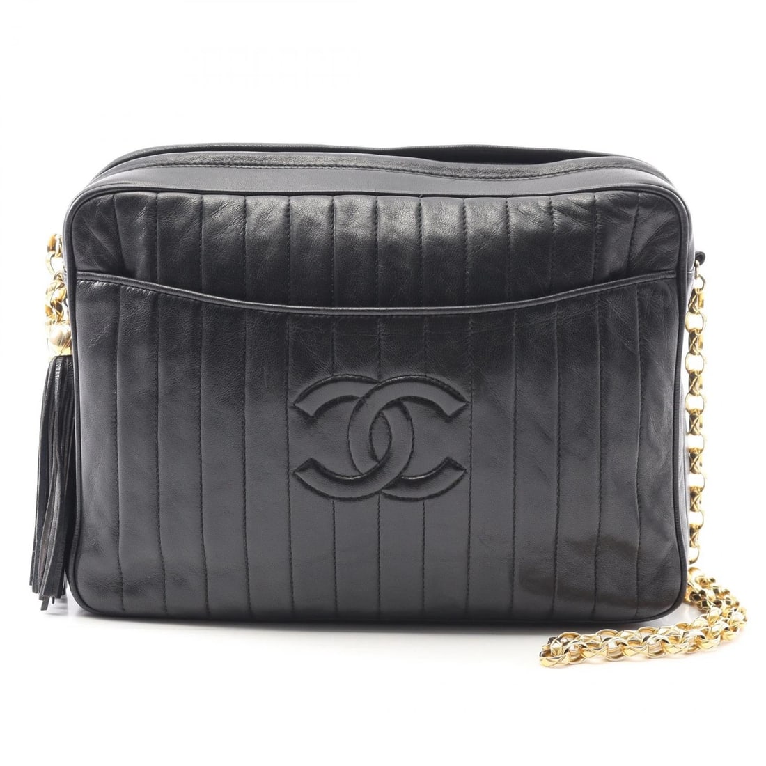 CHANEL MADEMOISELLE COCO MARK SHOULDER BAG: CHANEL Mademoiselle COCO Mark Shoulder Bag Brand: CHANEL Type: Shoulder Bag Material: Lambskin (sheep leather) Color: Black??ish colors Size: (H:7.9" x W:10.6" x D:3.0") Shoulder?112cm(44.1") Acc