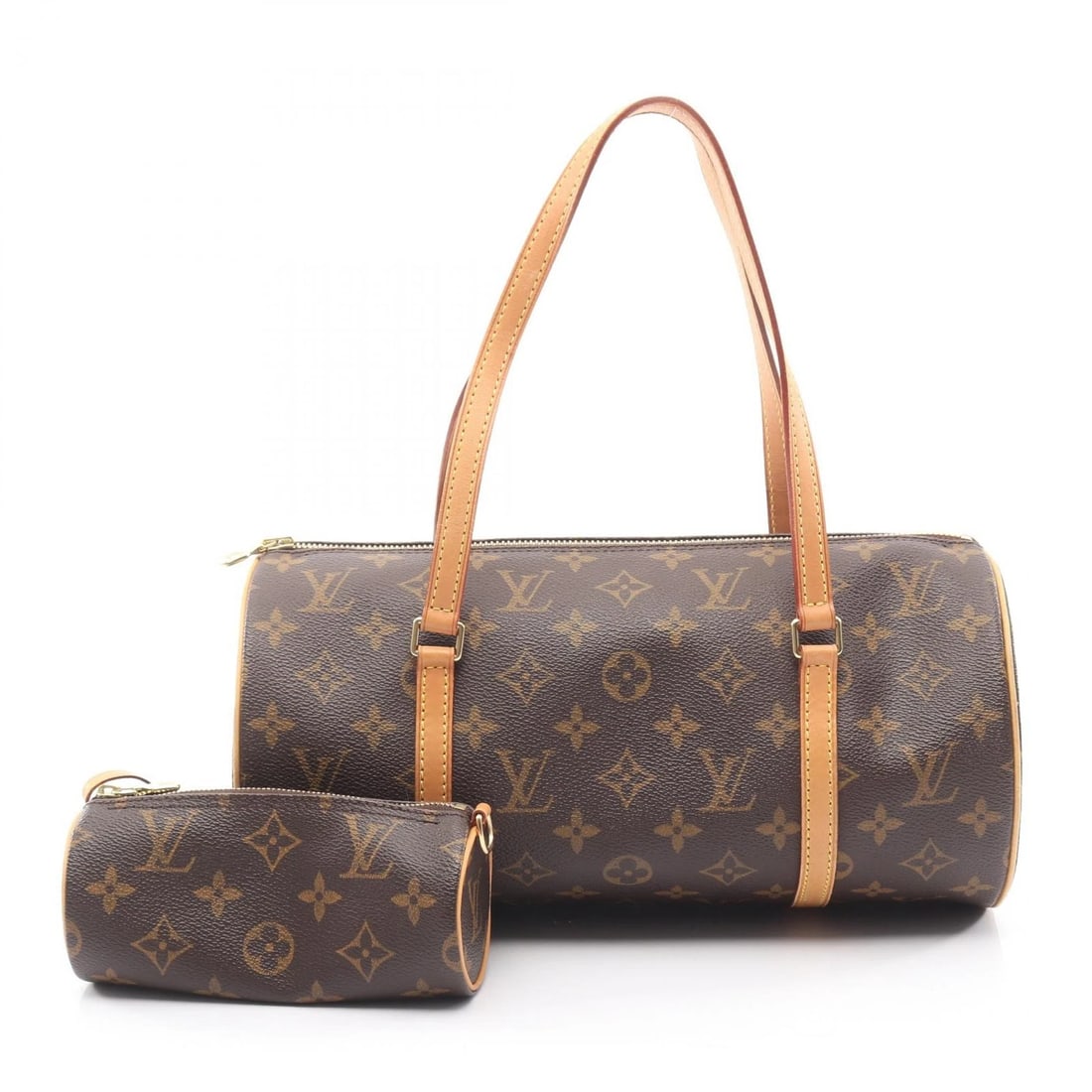 LOUIS VUITTON PAPILLON 30 SHOULDER HANDBAG: LOUIS VUITTON Papillon 30 Shoulder Handbag Brand: LOUIS VUITTON Type: Handbag Material: Monogram × PVC coated canvas × leather Color: Brown??ish colors Size: (H:5.9" x W:11.8" x D:5.9")