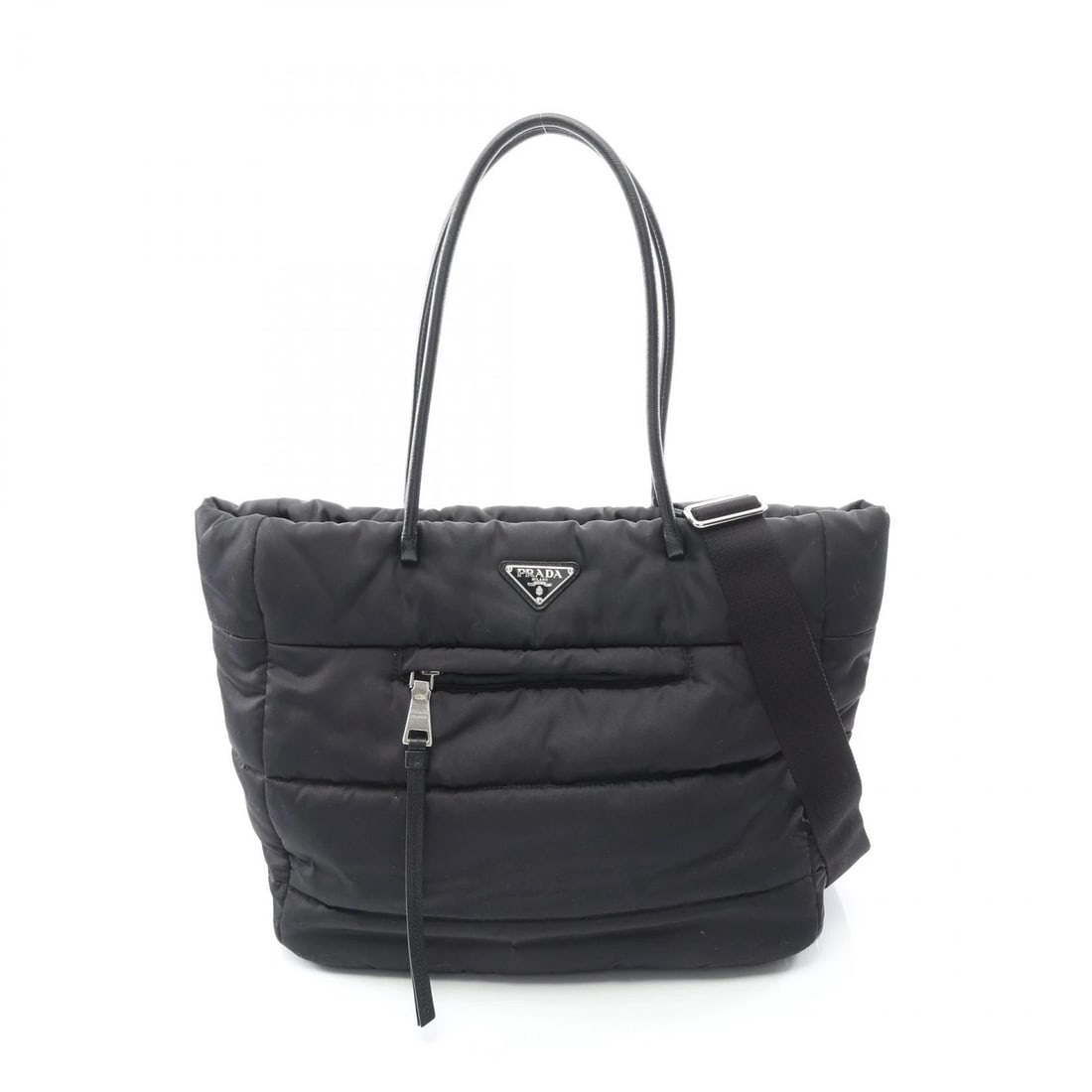 PRADA TESSUTO BOMBER SHOULDER TOTE BAG TOTE BAG: PRADA TESSUTO BOMBER shoulder Tote Bag Tote Bag Brand: PRADA Type: Tote Bag Material: Nylon × Saffiano leather Color: Black??ish colors Size: (H:11.8" x W:13.4" x D:5.9") Strap drop?23cm(9.1") A