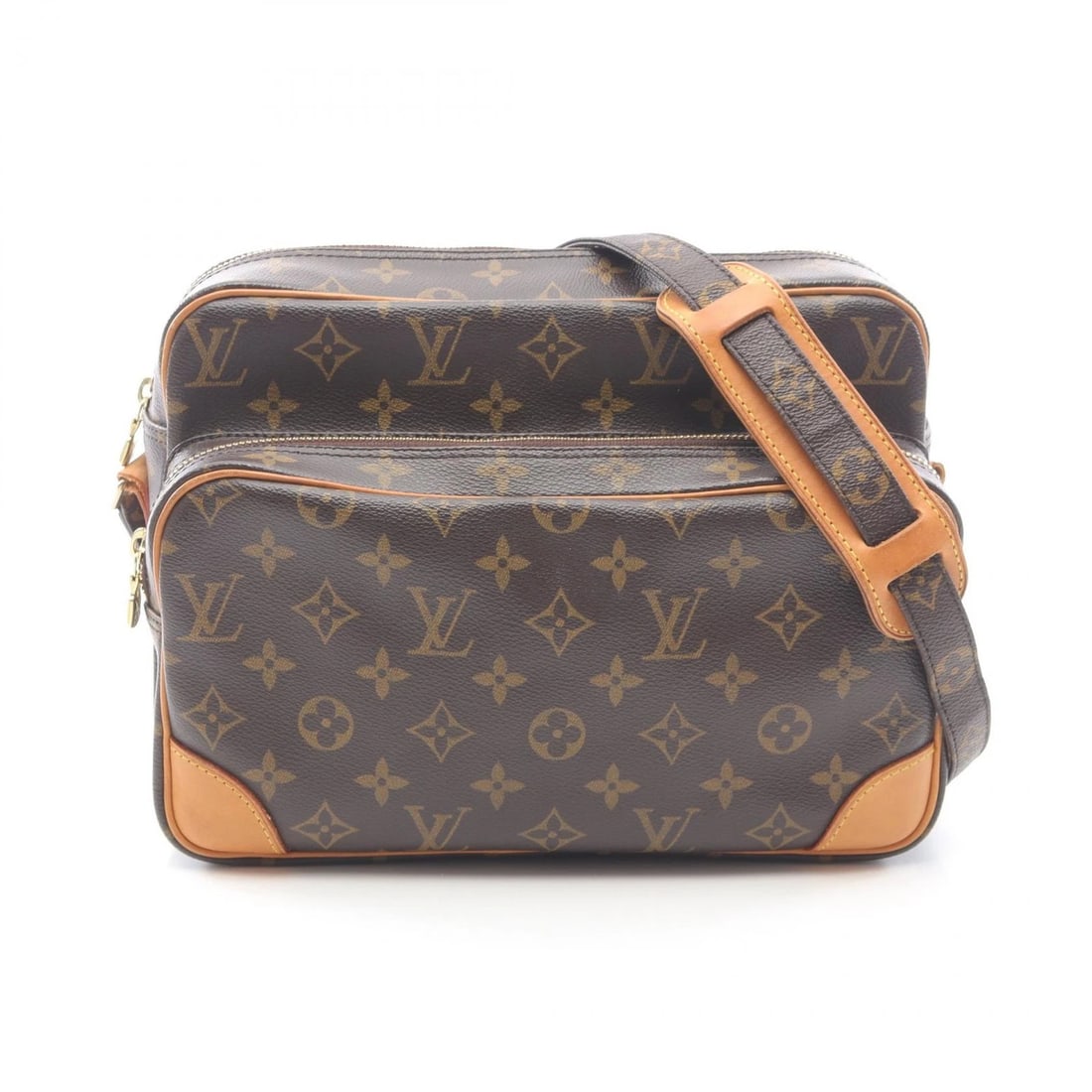 LOUIS VUITTON NILE CROSSBODY SHOULDER BAG SHOULDER BAG: LOUIS VUITTON Nile crossbody Shoulder Bag Shoulder Bag Brand: LOUIS VUITTON Type: Shoulder Bag Material: Monogram × PVC coated canvas × leather Color: Brown??ish colors Size: (H:7.9" x W:11.0")