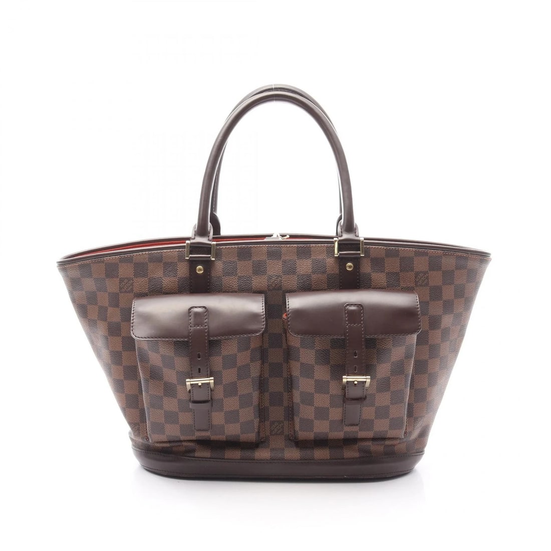 LOUIS VUITTON MANOSQUE GM TOTE HANDBAG: LOUIS VUITTON Manosque GM Tote Handbag Brand: LOUIS VUITTON Type: Handbag Material: Damier × PVC coated canvas × leather Color: Ebene / Brown??ish colors Size: (H:11.0" x W:13.0" x D:5.5")