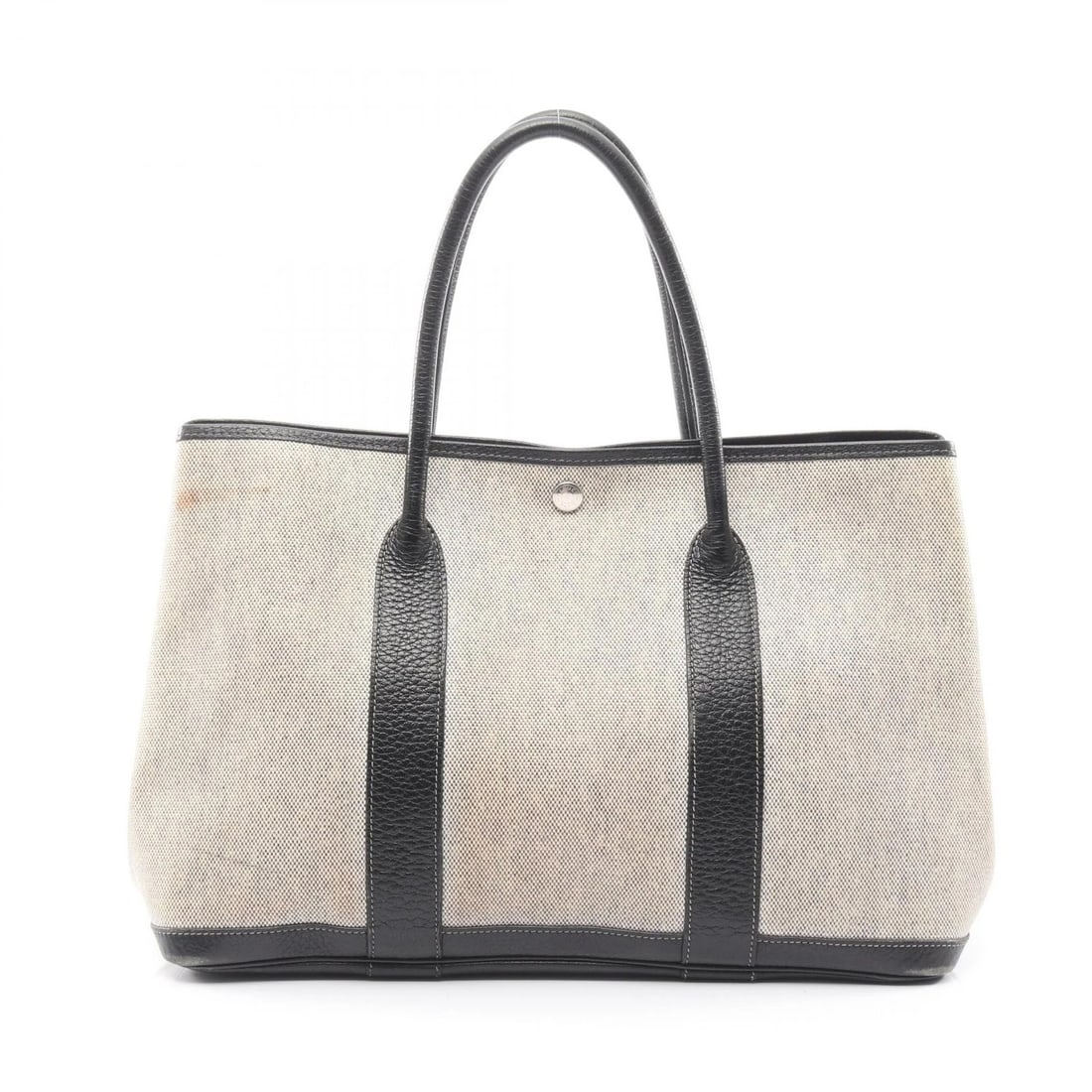 HERMES GARDEN PARTY PM TOTE BAG TOTE BAG: HERMES Garden party PM Tote Bag Tote Bag Brand: HERMES Type: Tote Bag Material: Toile H × canvas × Toile H / Negonda leather Color: Ecru / Gray??ish colors × Black??ish colors Size: (H:9.8"
