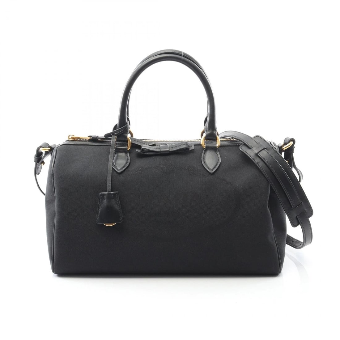 PRADA LOGO JACQUARD SHOULDER CROSSBODY HANDBAG: PRADA LOGO JACQUARD shoulder crossbody Handbag Brand: PRADA Type: Handbag Material: canvas × leather Color: Black??ish colors Size: (H:7.1" x W:12.6" x D:7.1") Handle?36cm(14.2") 