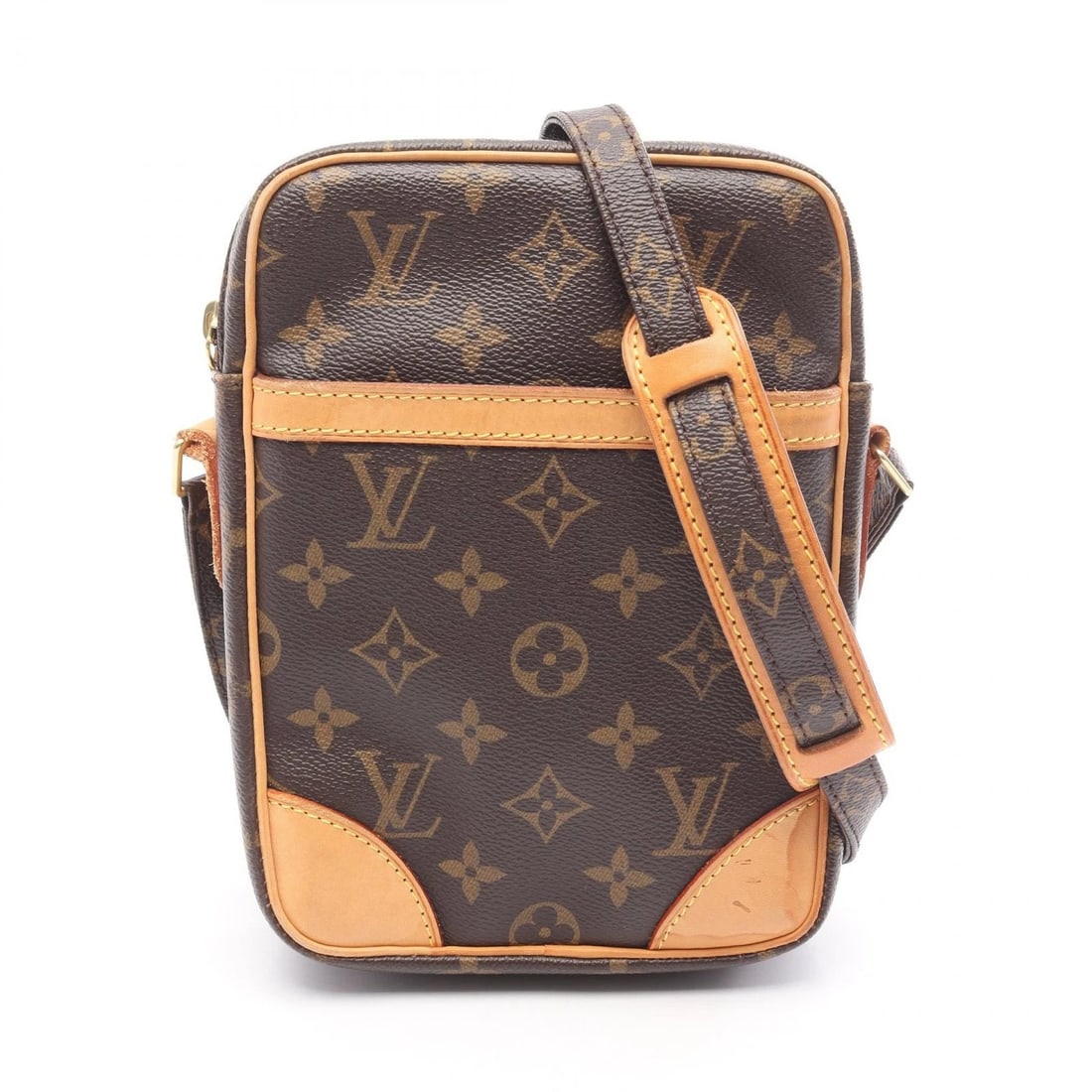 LOUIS VUITTON DANUBE SHOULDER CROSSBODY BAG MONOGRAM LV SHOULDER BAG: LOUIS VUITTON Danube shoulder crossbody bag Monogram LV Shoulder Bag Brand: LOUIS VUITTON Type: Shoulder Bag Material: PVC coated canvas × leather Color: Brown??ish colors Size: (H:8.3" x W:5.9"