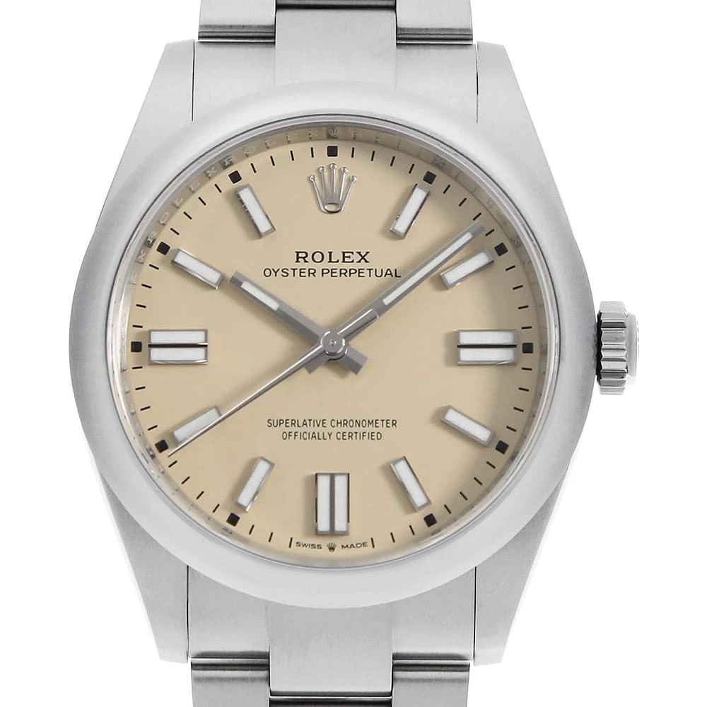 ROLEX OYSTER PERPETUAL BEIGE WRIST WATCH (1 of 7)