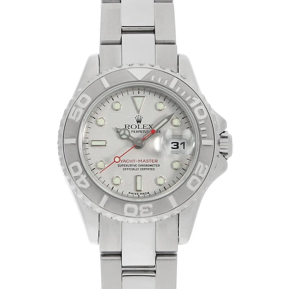 ROLEX YACHT MASTER SILVER WRIST WATCH: ROLEX Yacht master Silver Wrist Watch Brand: ROLEX Type: Wrist watch Material: Band Material Stainless Steel, Case Material Stainless Steel Color: Silver Size: Case:W29mm Circumference of Wrist:16