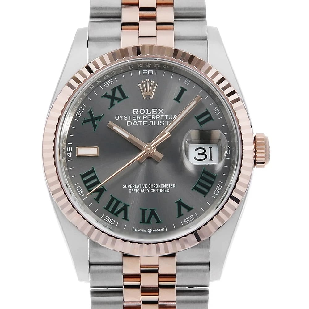 ROLEX DATEJUST SLATE (GREY) GREEN ROMAN ROW JUBILEE BRACELET WRIST WATCH (1 of 5)