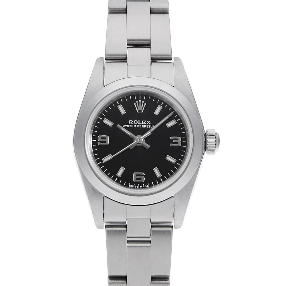 ROLEX OYSTER PERPETUAL BLACK 369 WHITE BAR WRIST WATCH (1 of 5)