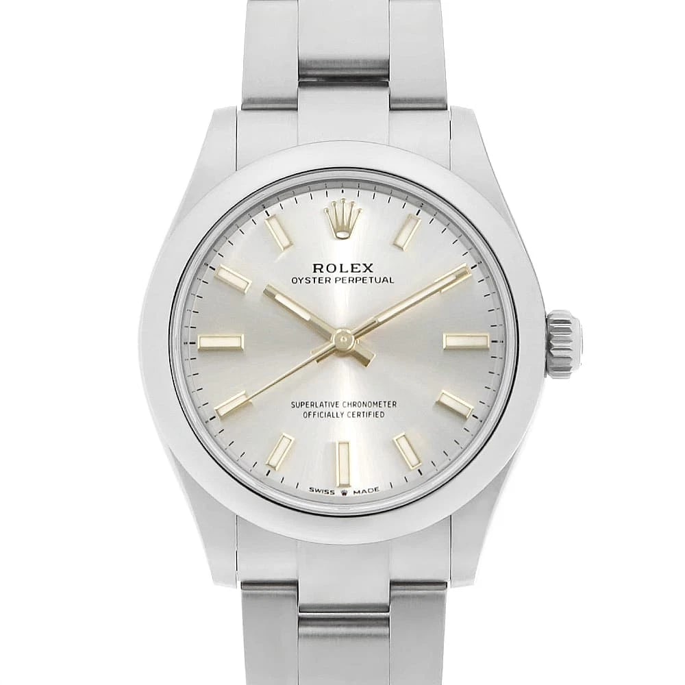 ROLEX OYSTER PERPETUAL 31 SILVER SECOND HAND WRIST WATCH (1 of 7)