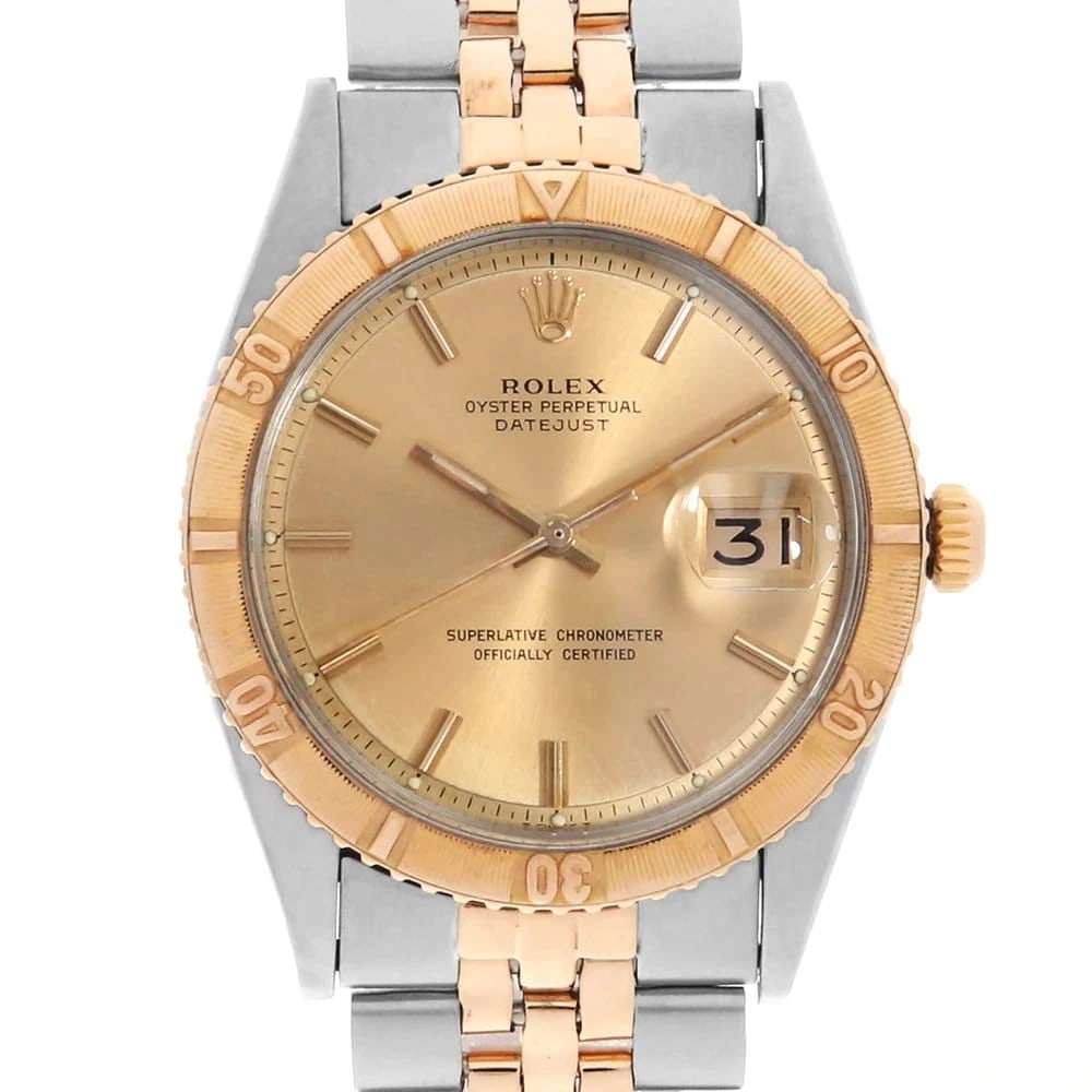 ROLEX DATEJUST THUNDERBIRD CHAMPAGNE BAR WRIST WATCH: ROLEX Datejust Thunderbird Champagne bar Wrist Watch Brand: ROLEX Type: Wrist watch Material: Band Material Stainless Steel/Pink Gold, Case Material Stainless Steel/Pink Gold Color: Champagne Gold