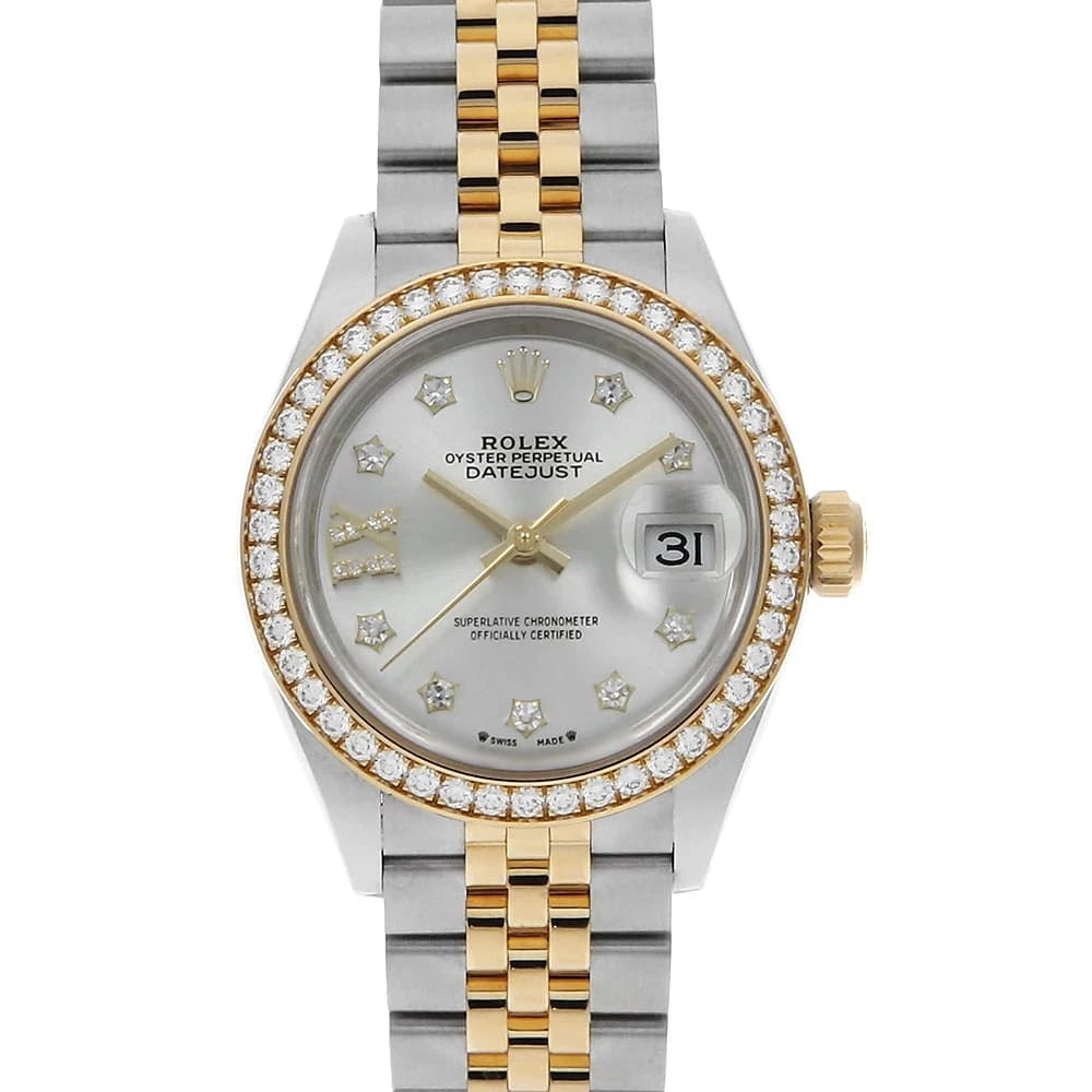 ROLEX DATEJUST BEZEL DIAMOND IX DIAMOND WRIST WATCH: ROLEX Datejust Bezel Diamond IX Diamond Wrist Watch Brand: ROLEX Type: Wrist watch Material: Band Material Stainless Steel/Yellow Gold, Case Material Stainless Steel/Yellow Gold Color: Silver Size
