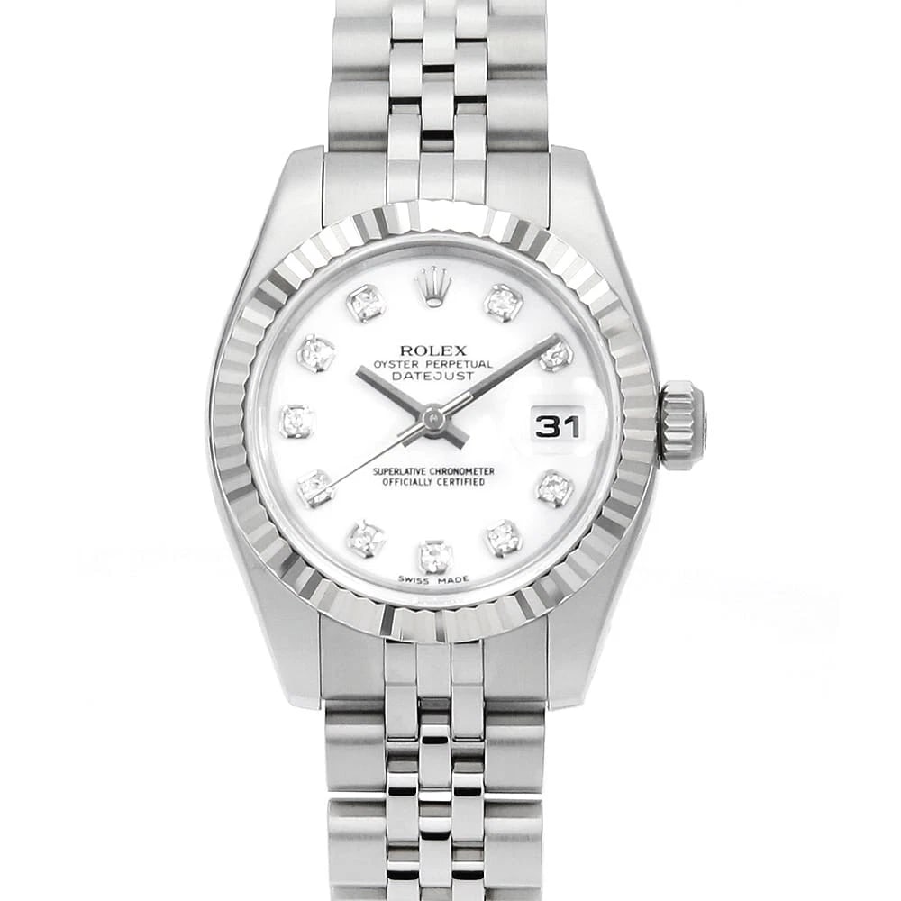 ROLEX DATEJUST DIAMOND WHITE WRIST WATCH: ROLEX Datejust Diamond white Wrist Watch Brand: ROLEX Type: Wrist watch Material: Band Material Stainless Steel, Case Material Stainless Steel/White gold Color: White Size: Case:W26mm Circumferenc